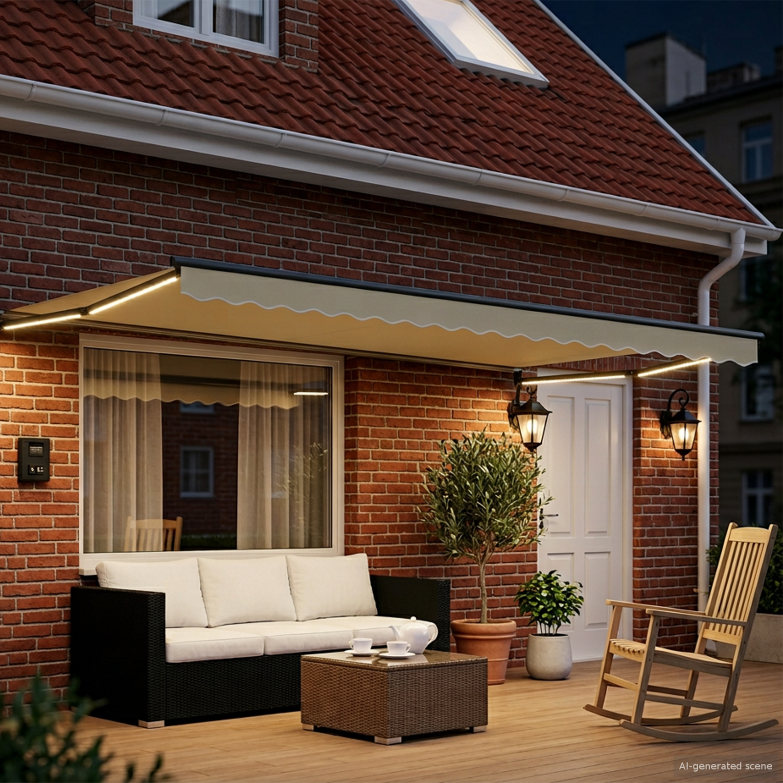 Rankinė ištraukiama markizė su LED Kremo ir antracito 4 × 3 m
