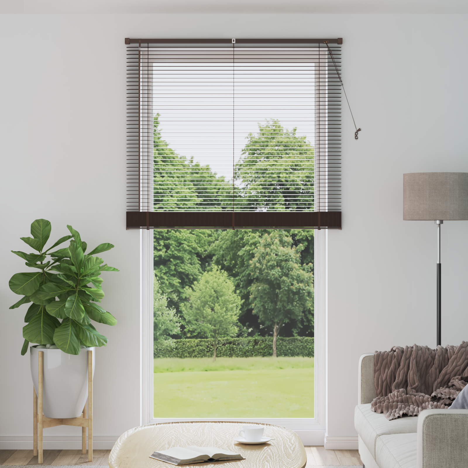 Venecijos žaliuzės Tamsiai ruda su raštu 213 x 120 cm PVC