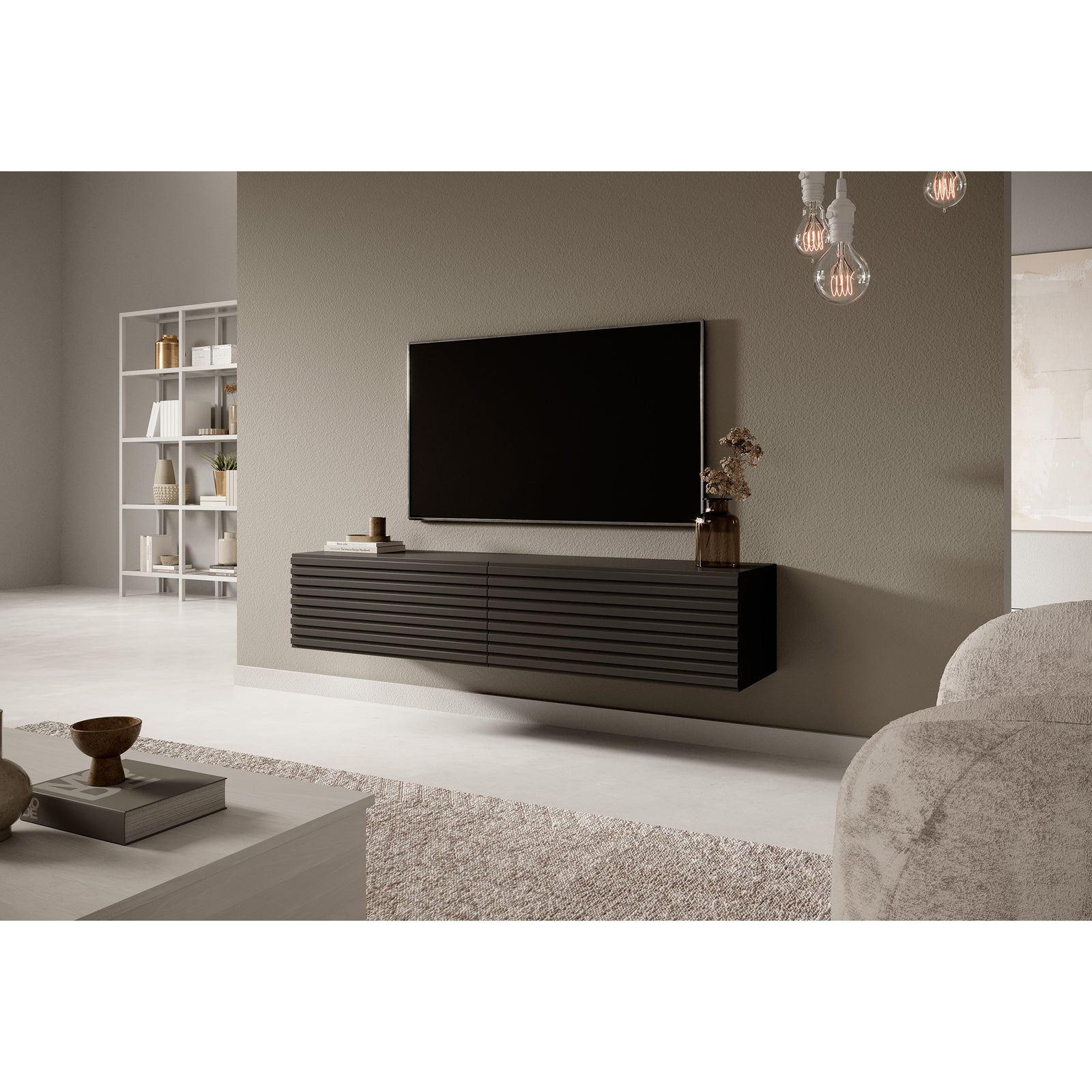 TV staliukas PAVAS, grafito, 140 cm