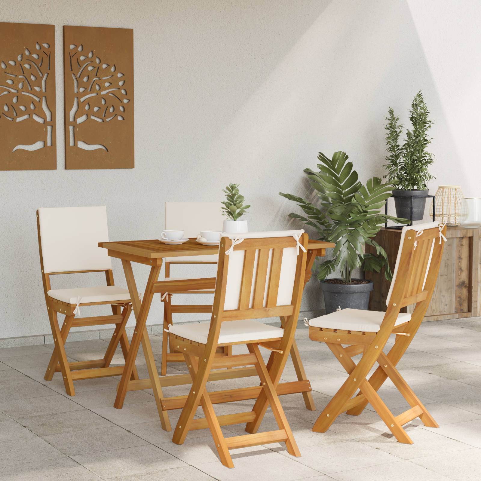 Lauko bistro kėdės 4 pcs Kreminė balta 38 x 46 x 85 cm