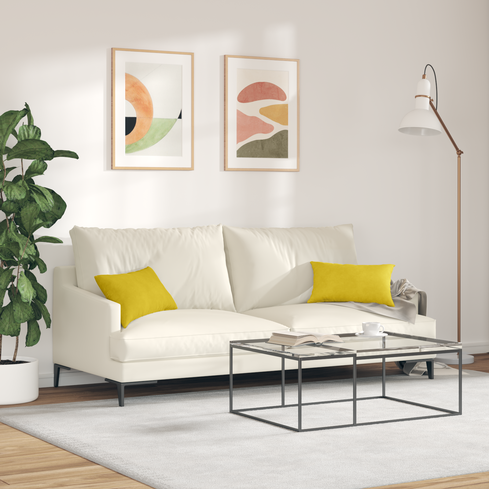 Dīvāna Spilveni 2 gab Dzelteni 50 x 30 cm Korduroja audums
