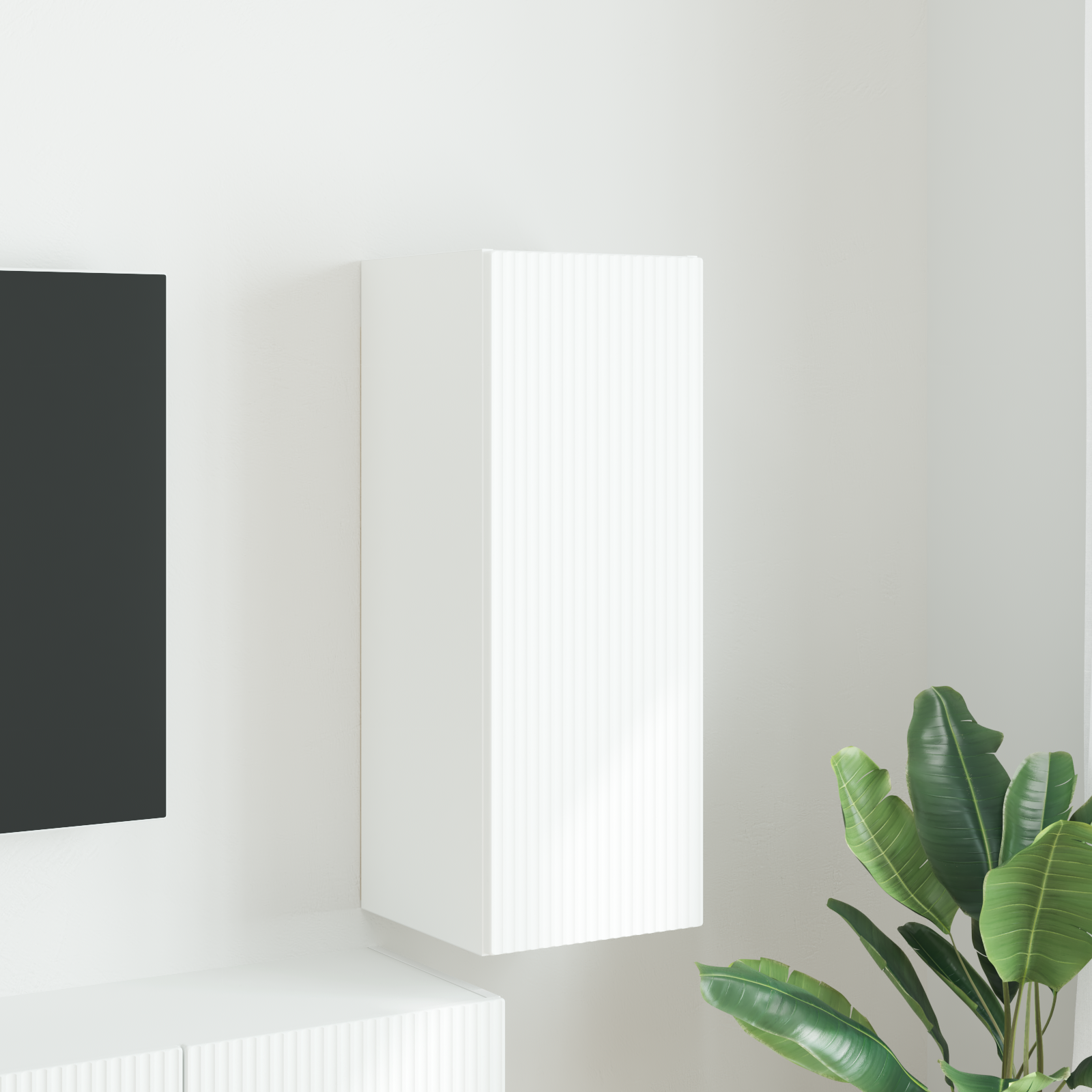 TV sieninė spintelė Balta 30 x 31 x 80 cm Apdirbta mediena