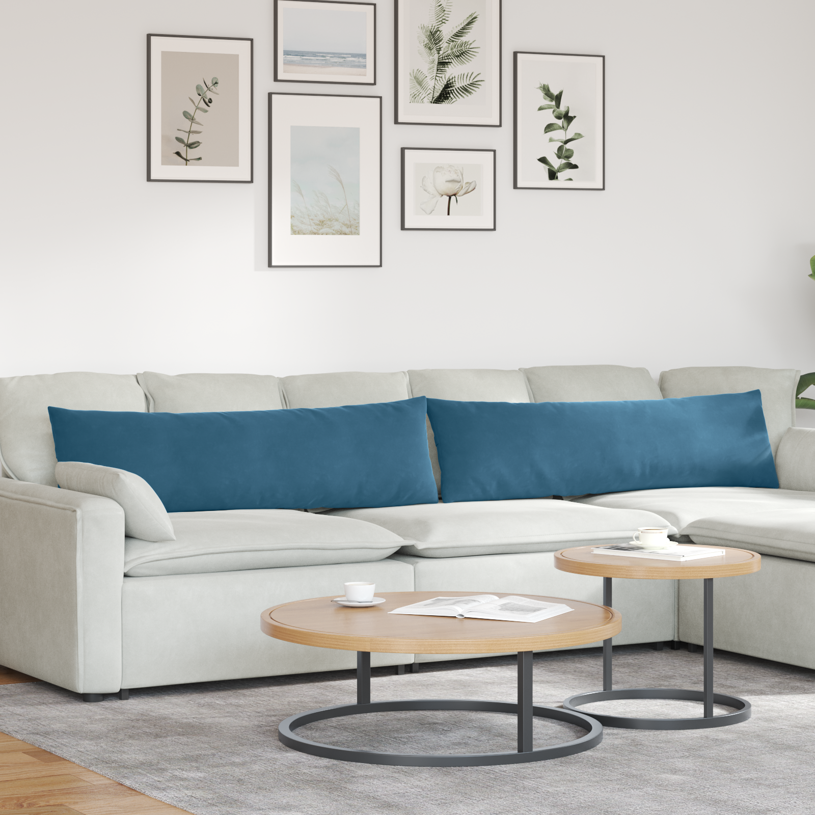 Sofa Pagalvės 2 pcs Mėlyna 145 x 40 cm Kordūrinis audinys