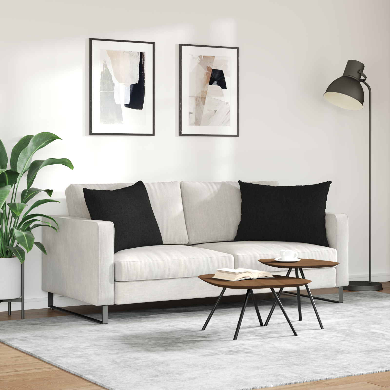 Sofa Pagalvės 2 pcs Juoda 70 x 50 cm audinys