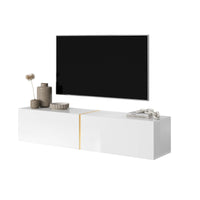 TV spintelė FREJA, 140 cm, marmuras+auksinė