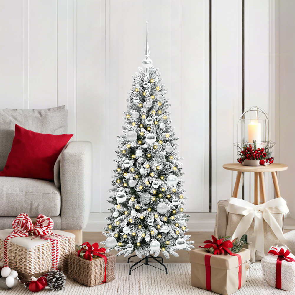 Artificial Christmas tree with 150 LED lights stand White 120 cm