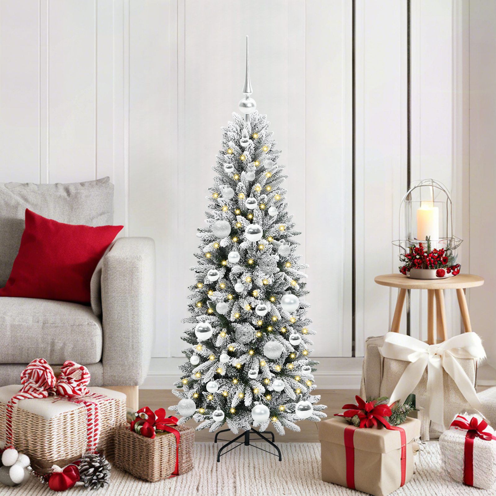 Dirbtinė Kalėdų eglutė su 150 LED s stovu Balta 120 cm
