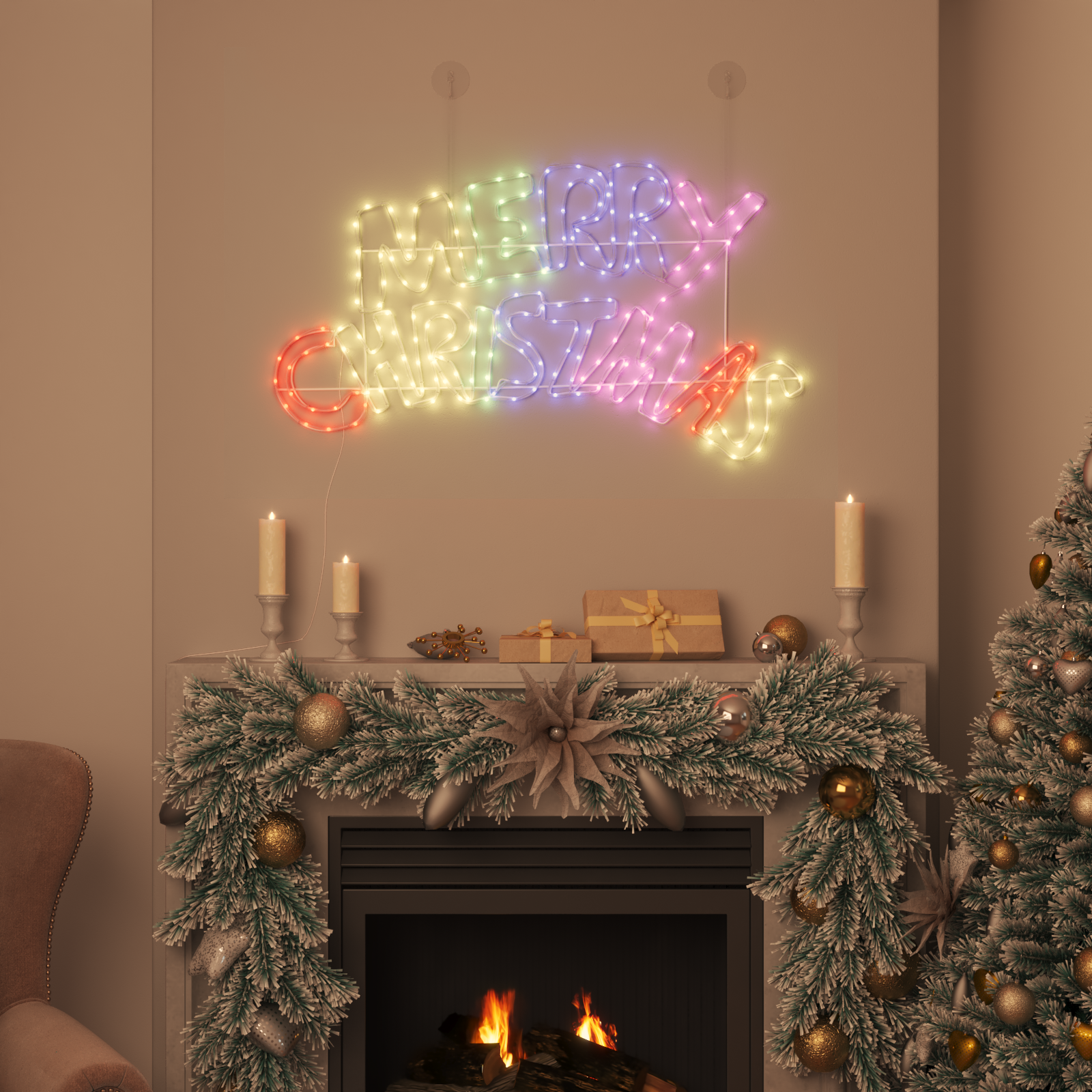 Kalėdų ženklas su 240 LED Įvairiaspalvis 99,5 x 54 cm PVC