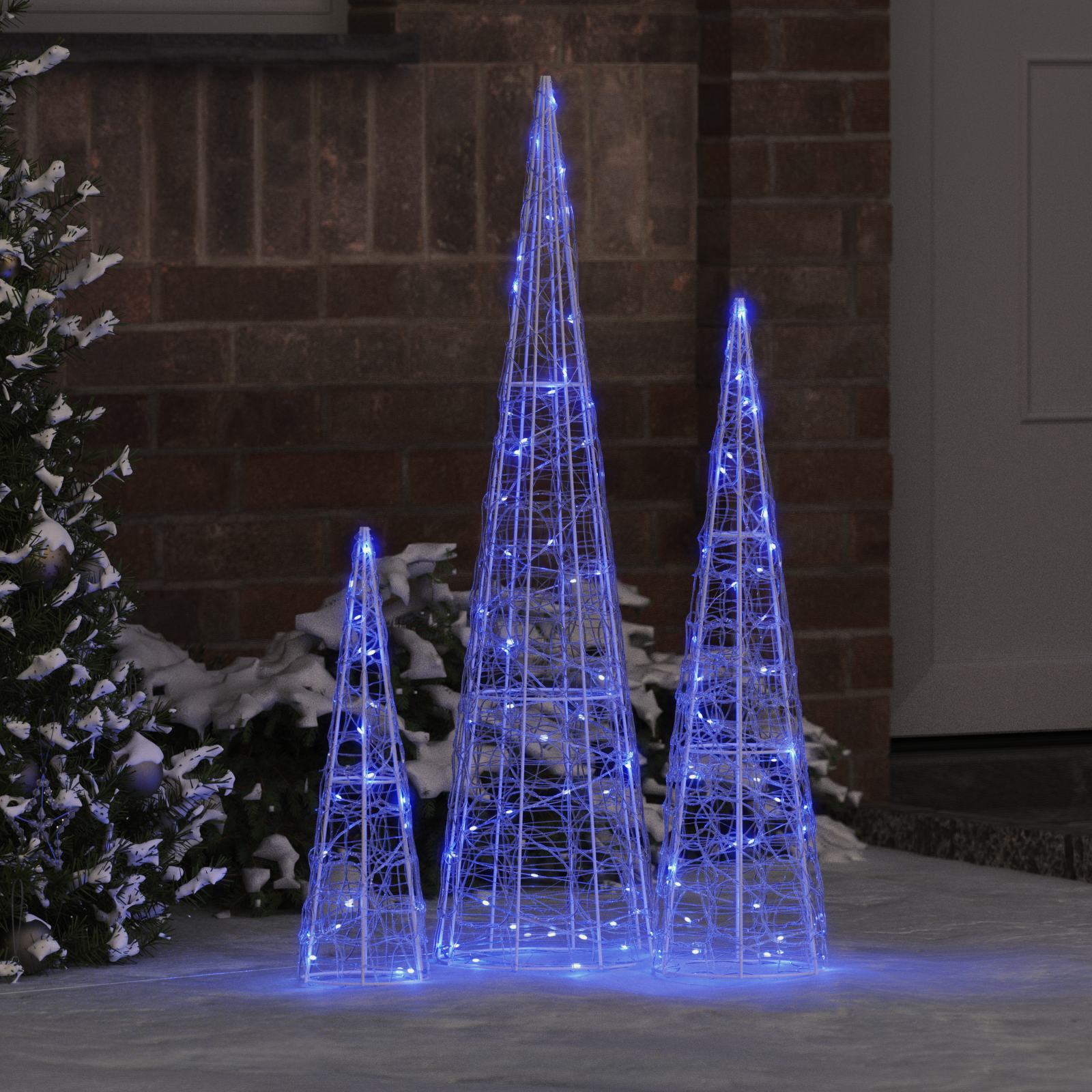 Kalėdų eglutė su 90 LED 3 pcs Mėlyna 20 x 20 x 80 cm Akrilas