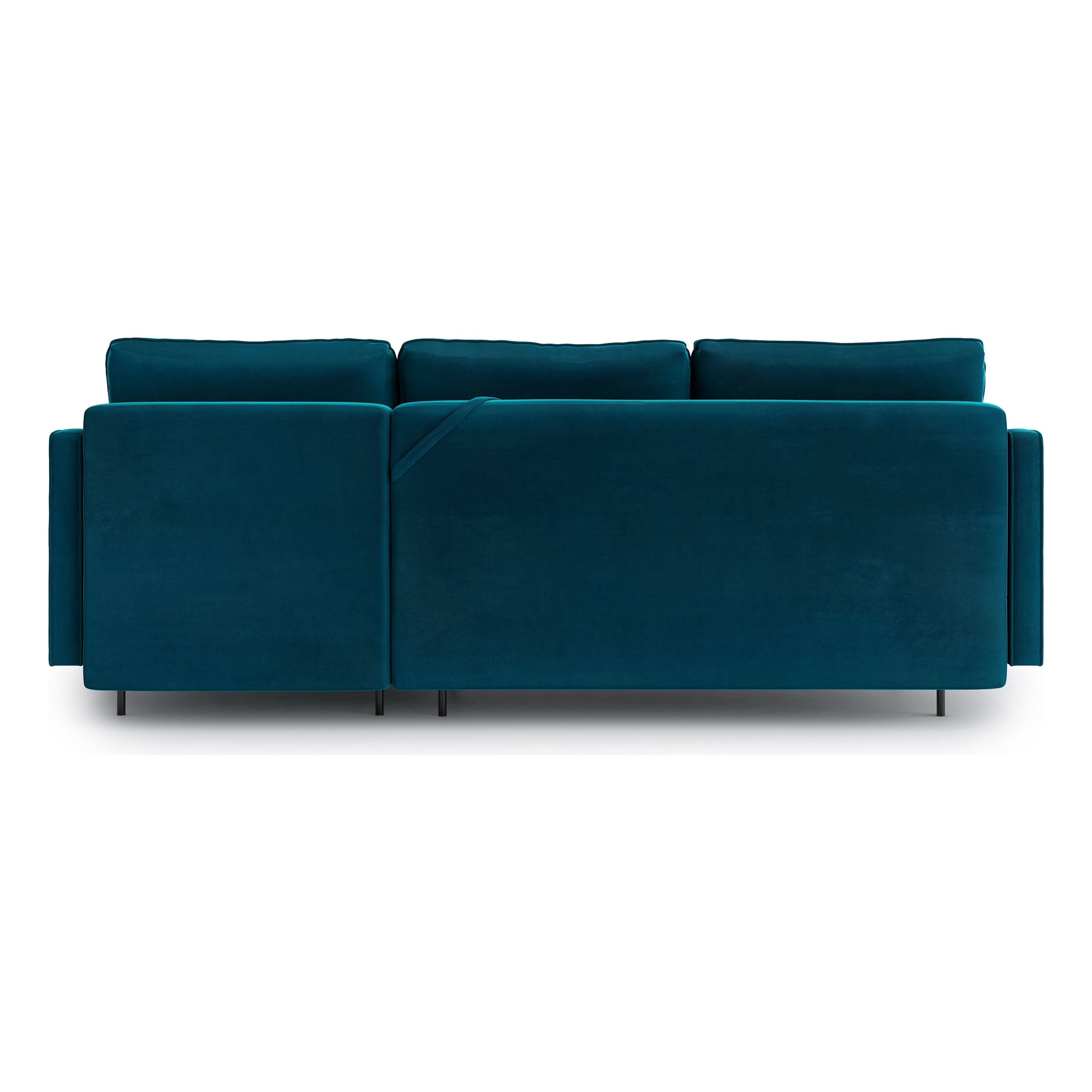 ABBE kampinė sofa lova, keičiamo kampo, mėlyna spalva