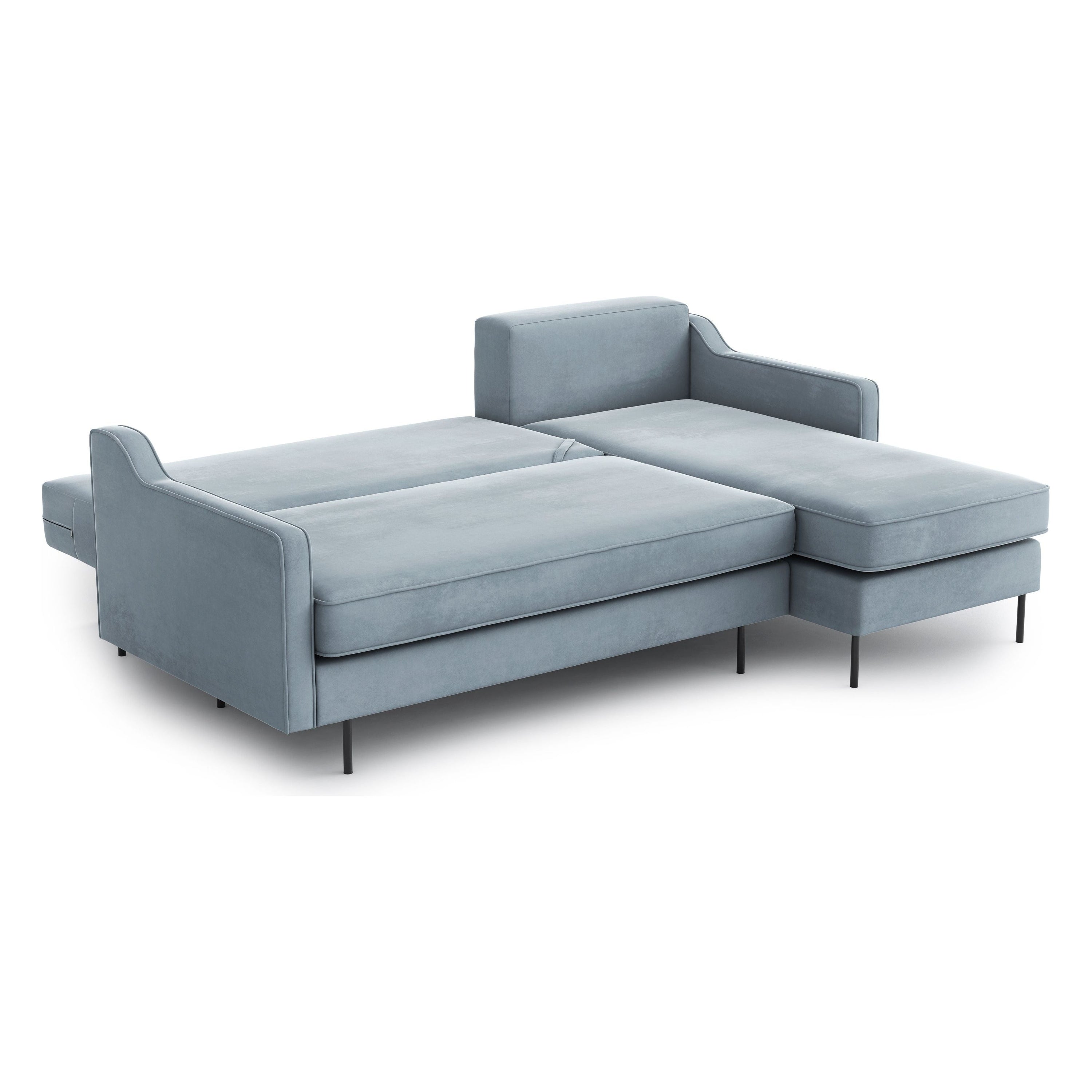 ABBE kampinė sofa lova, keičiamo kampo, šviesiai mėlyna