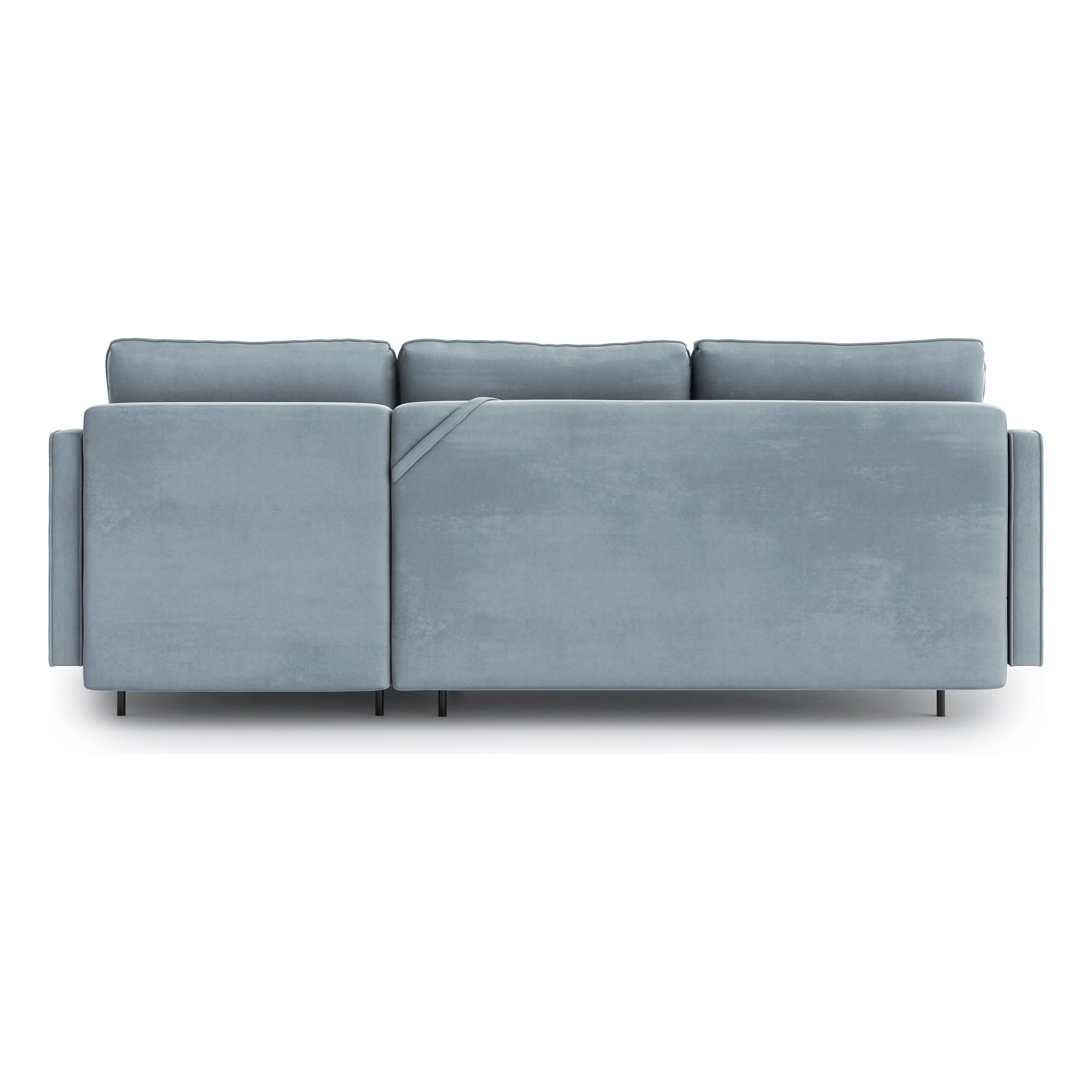 ABBE kampinė sofa lova, keičiamo kampo, šviesiai mėlyna