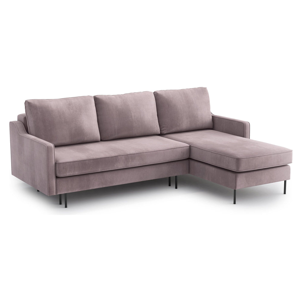ABBE kampinė sofa lova, keičiamo kampo, levandų spalva
