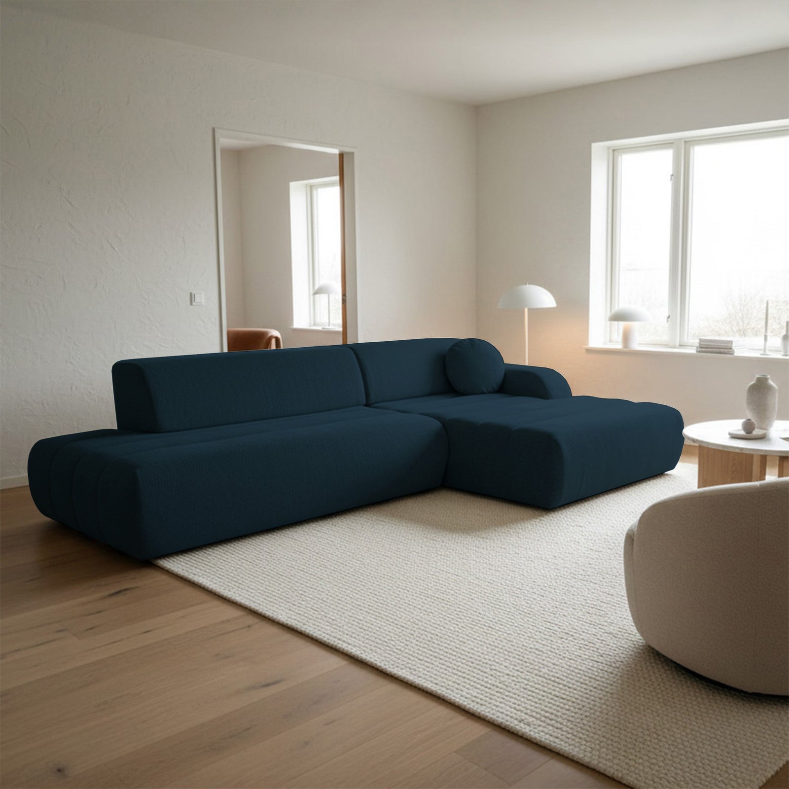 Kampinė sofa-lova ARIONE, mėlyna, dešinė