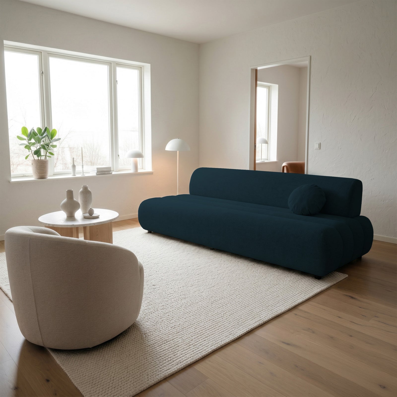 Sofa-lova ARIONE, mėlyna šenilas