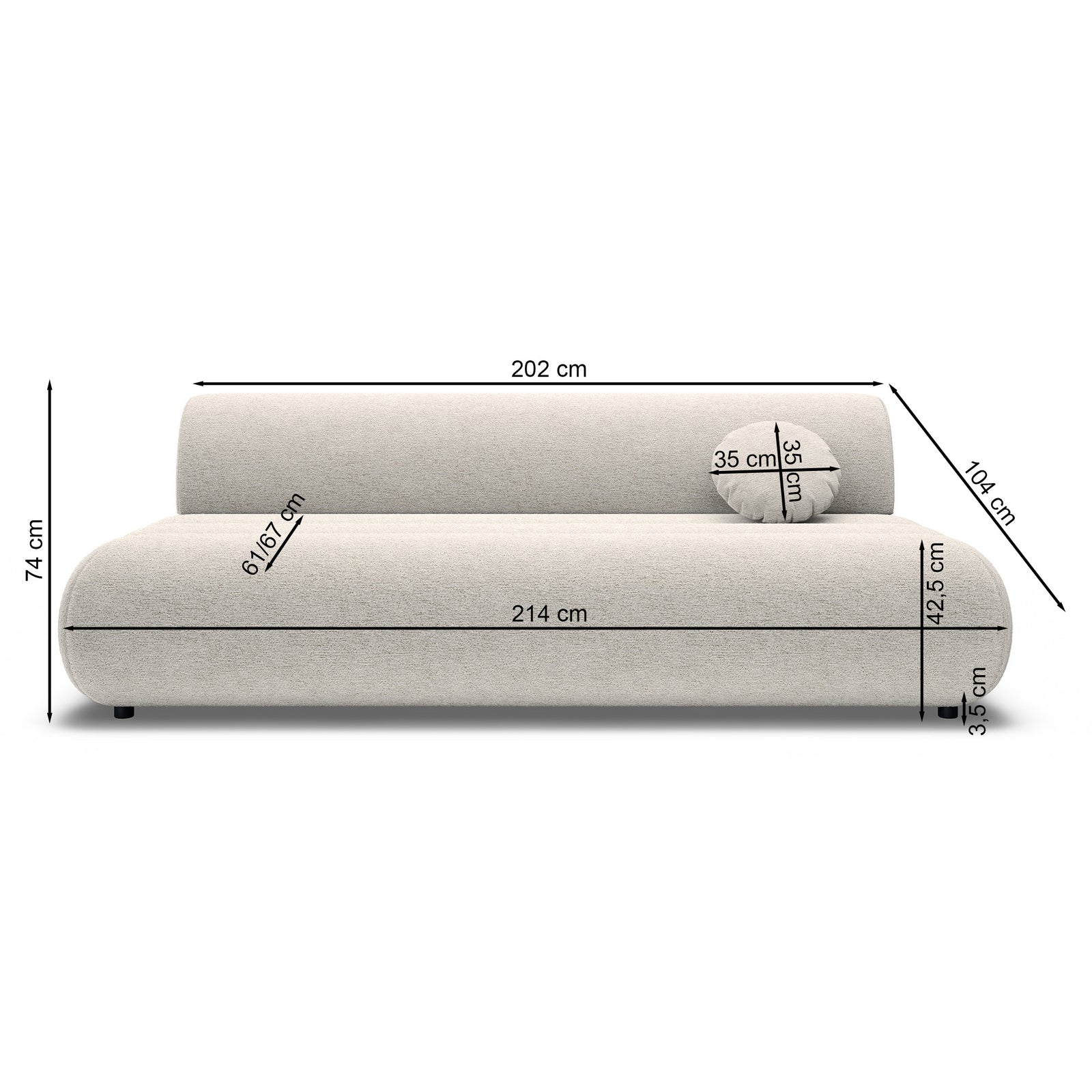 Sofa-lova ARIONE, mėlyna šenilas