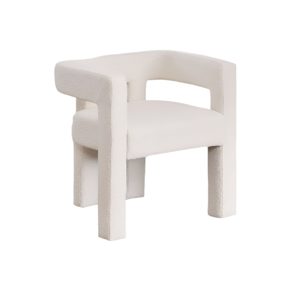 Fotelis LINA, balta, boucle