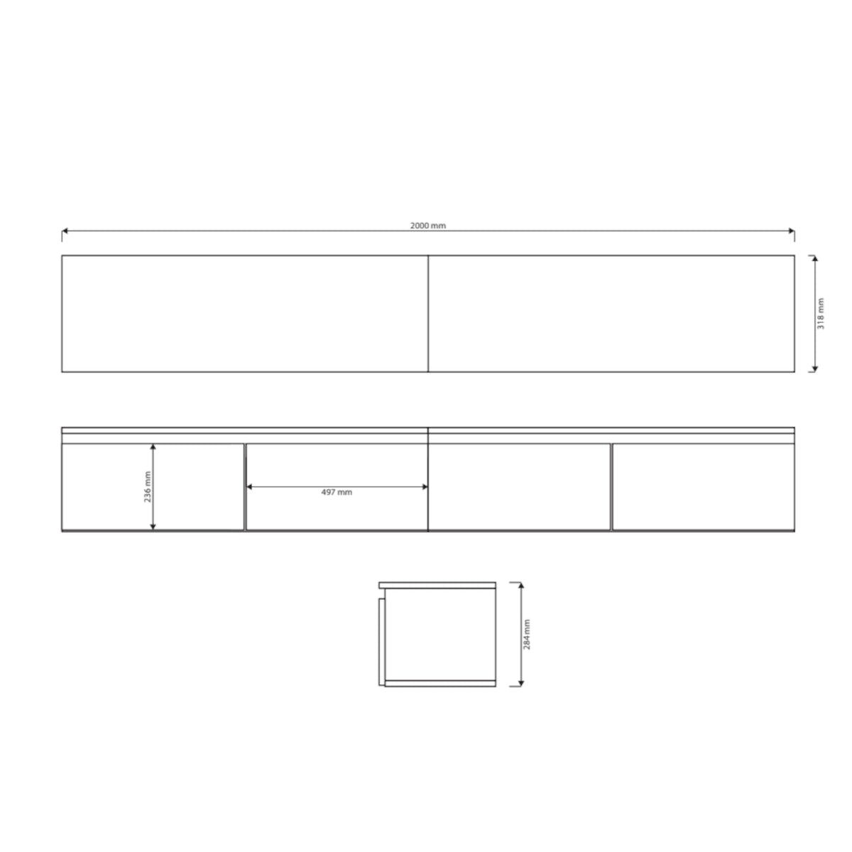TV spintelė SVEN, 200 cm, balta
