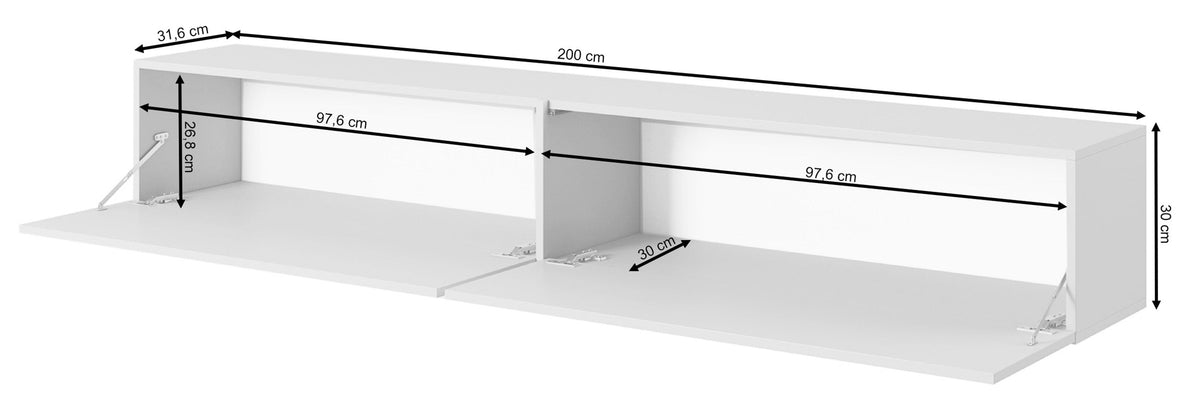 TV spintelė FREJA, 200 cm, balta+auksinė