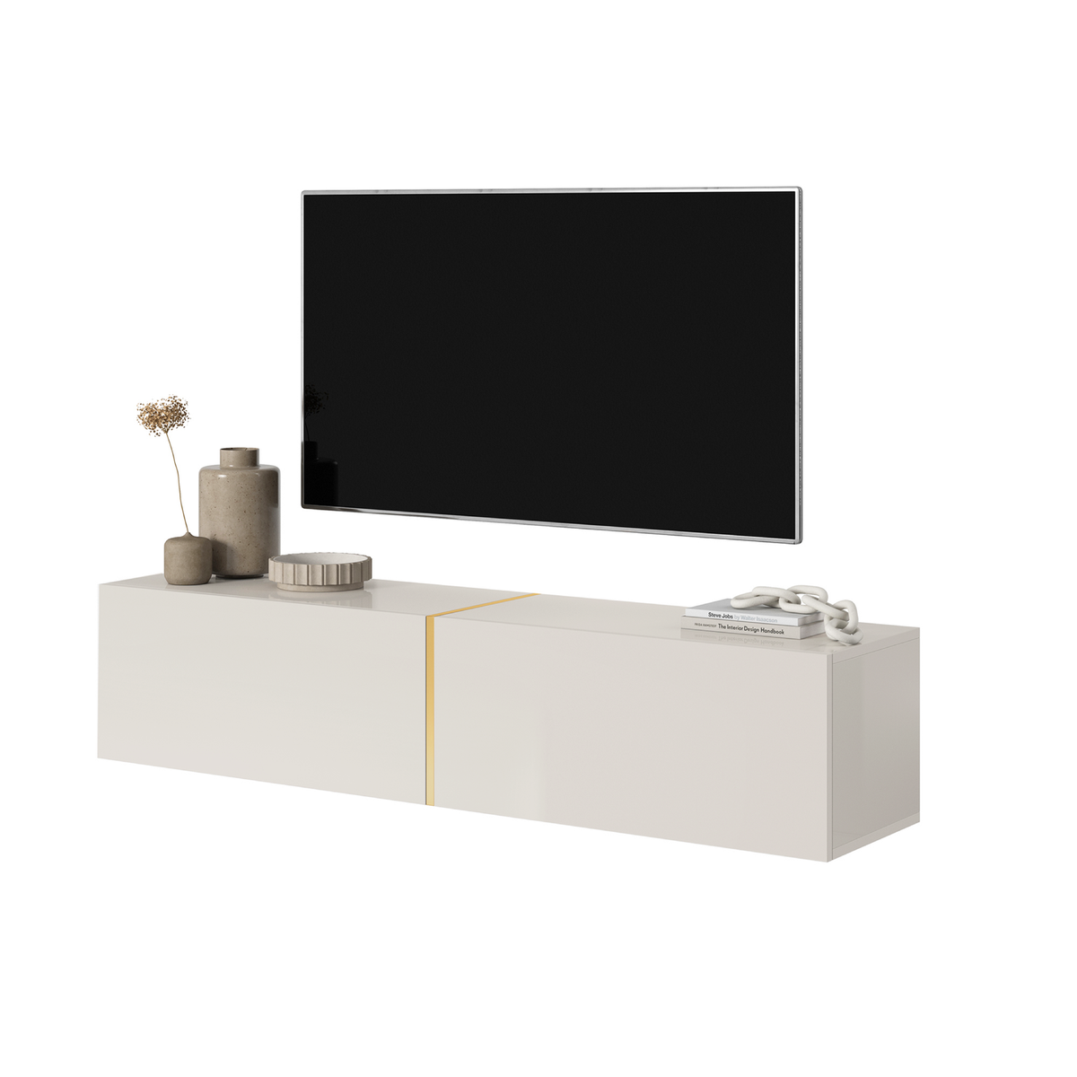 TV spintelė FREJA, 140 cm, kašmyras+auksinė