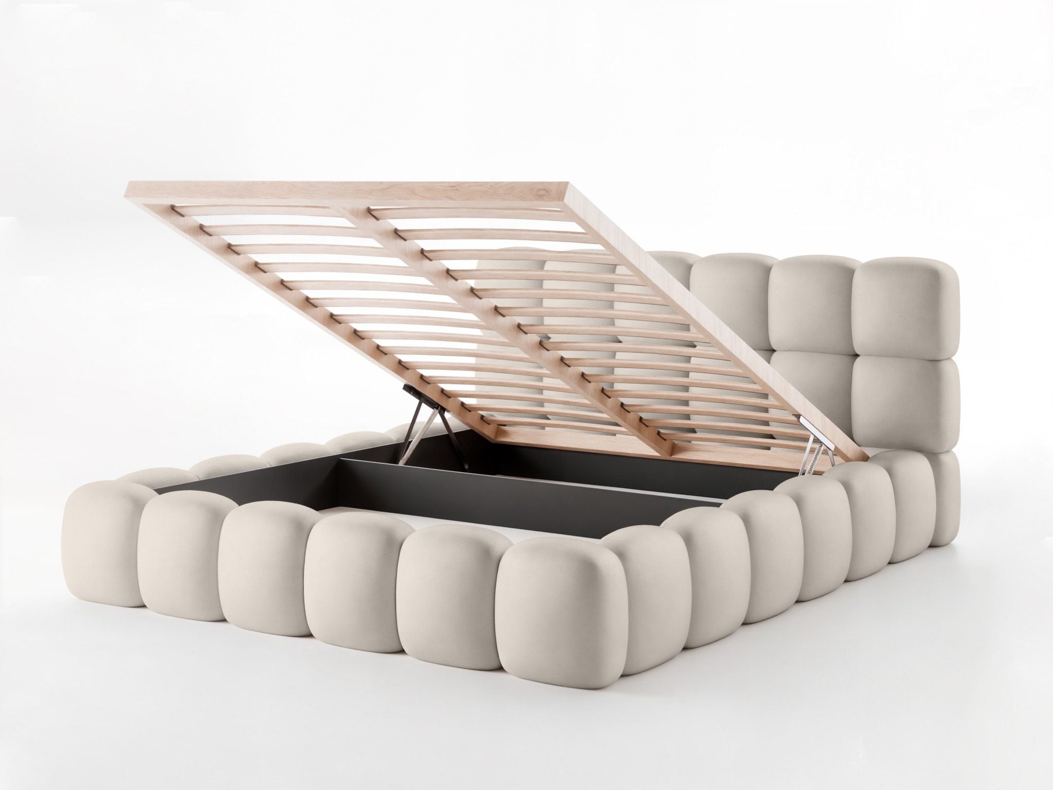 Miegamojo lova JASMIJA, šviesiai smėlio piano