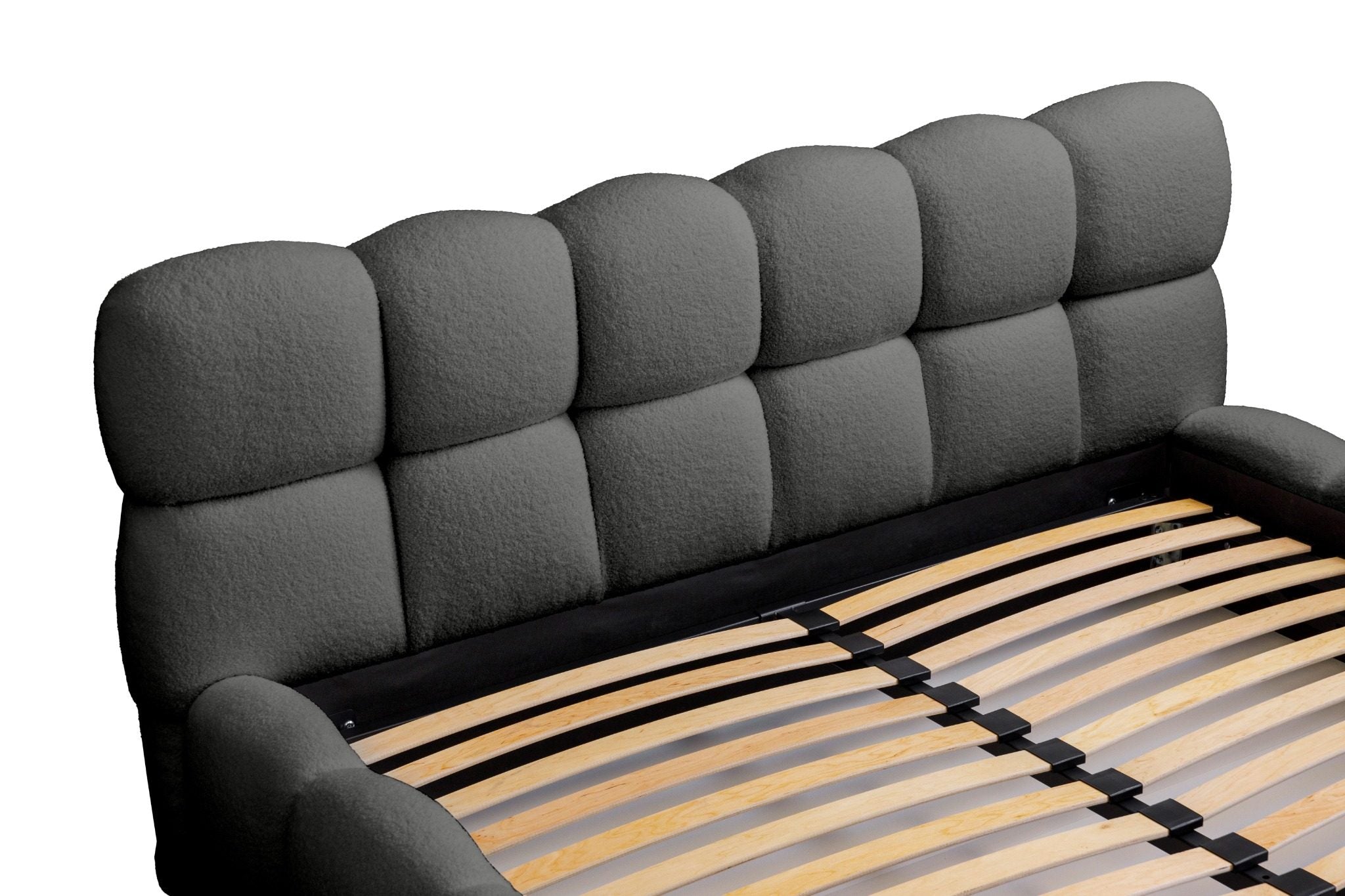 Miegamojo lova JASMIJA, tamsiai pilka quelle