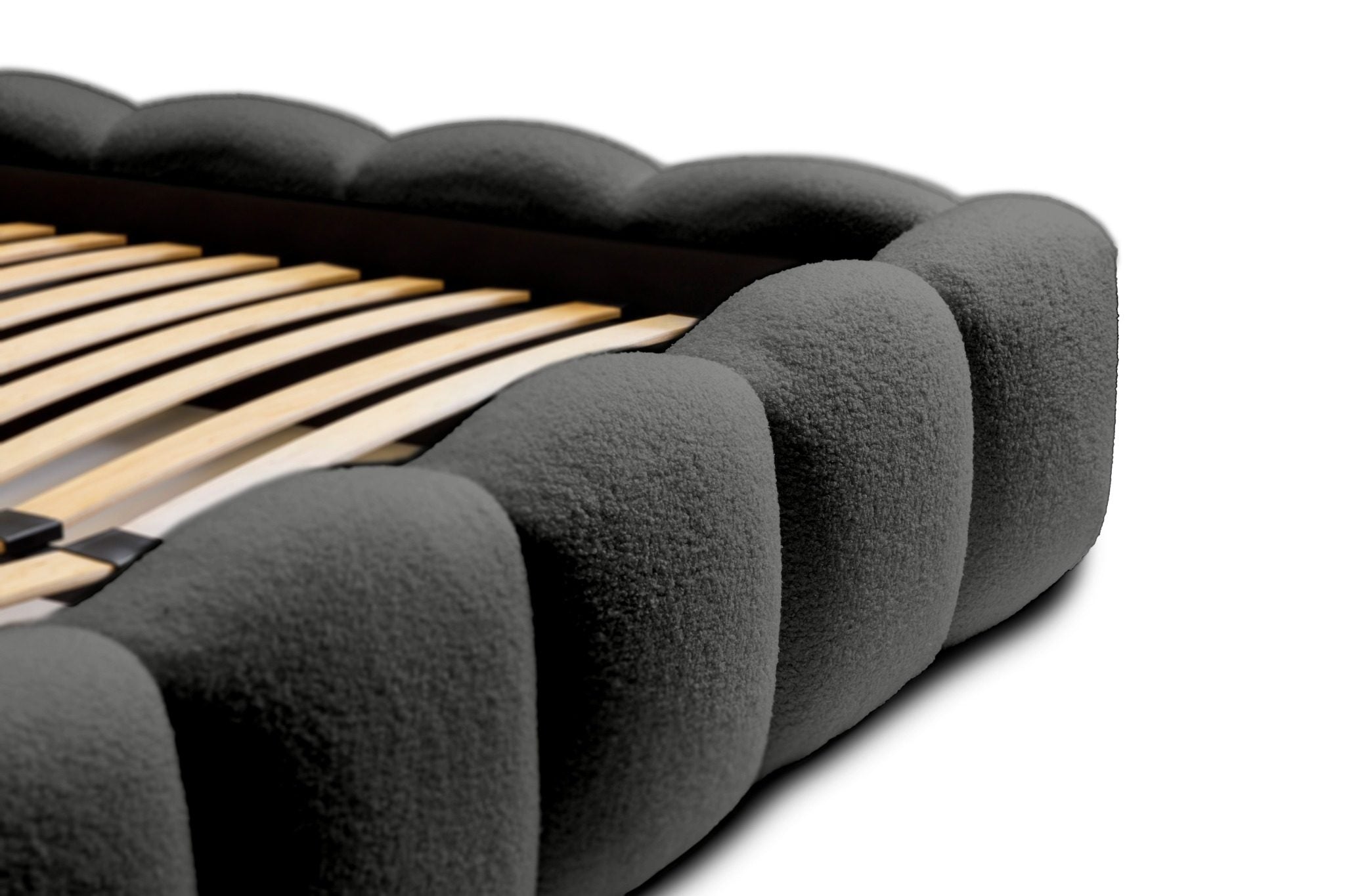 Miegamojo lova JASMIJA, tamsiai pilka quelle