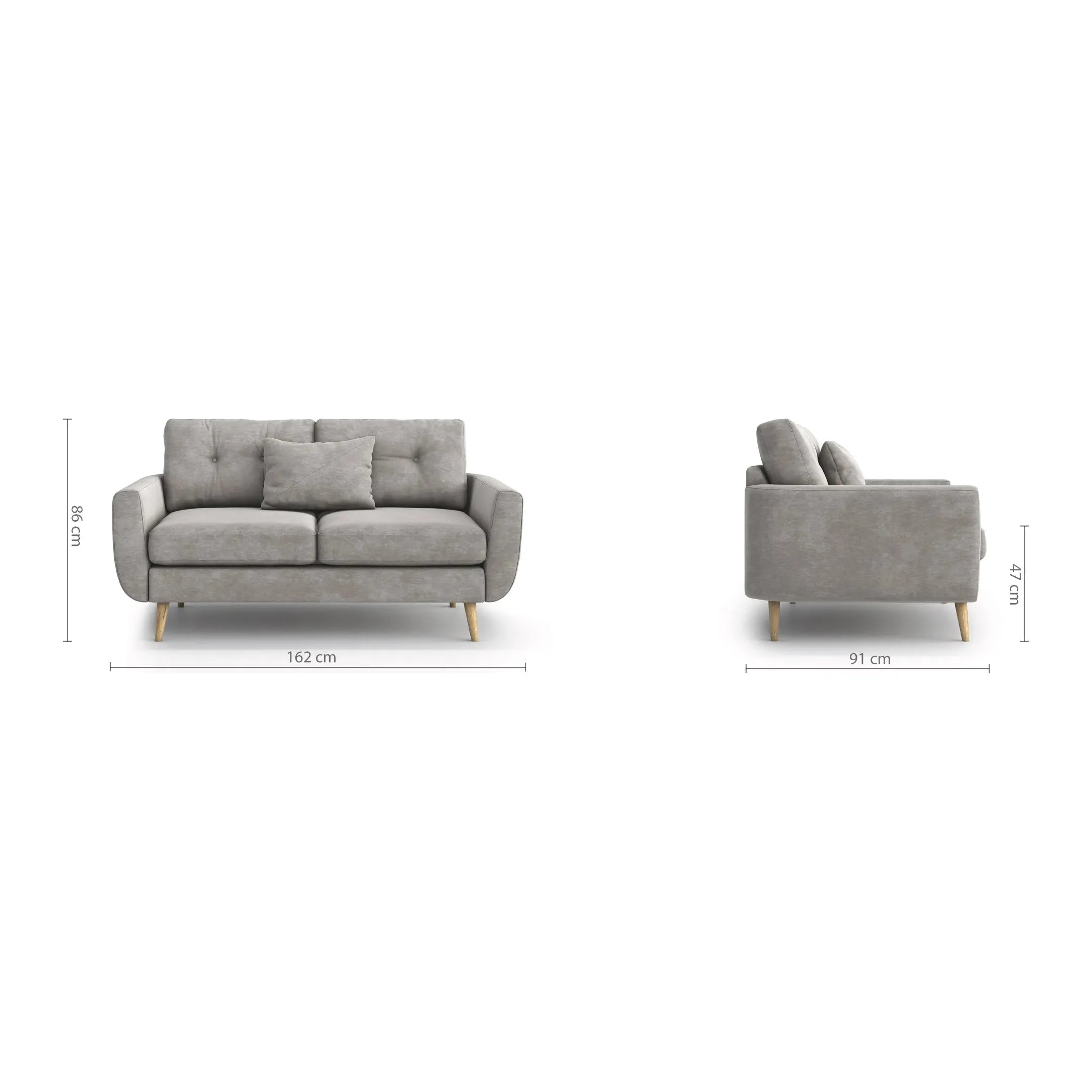 HARRIS 2 vietų sofa, pilka spalva