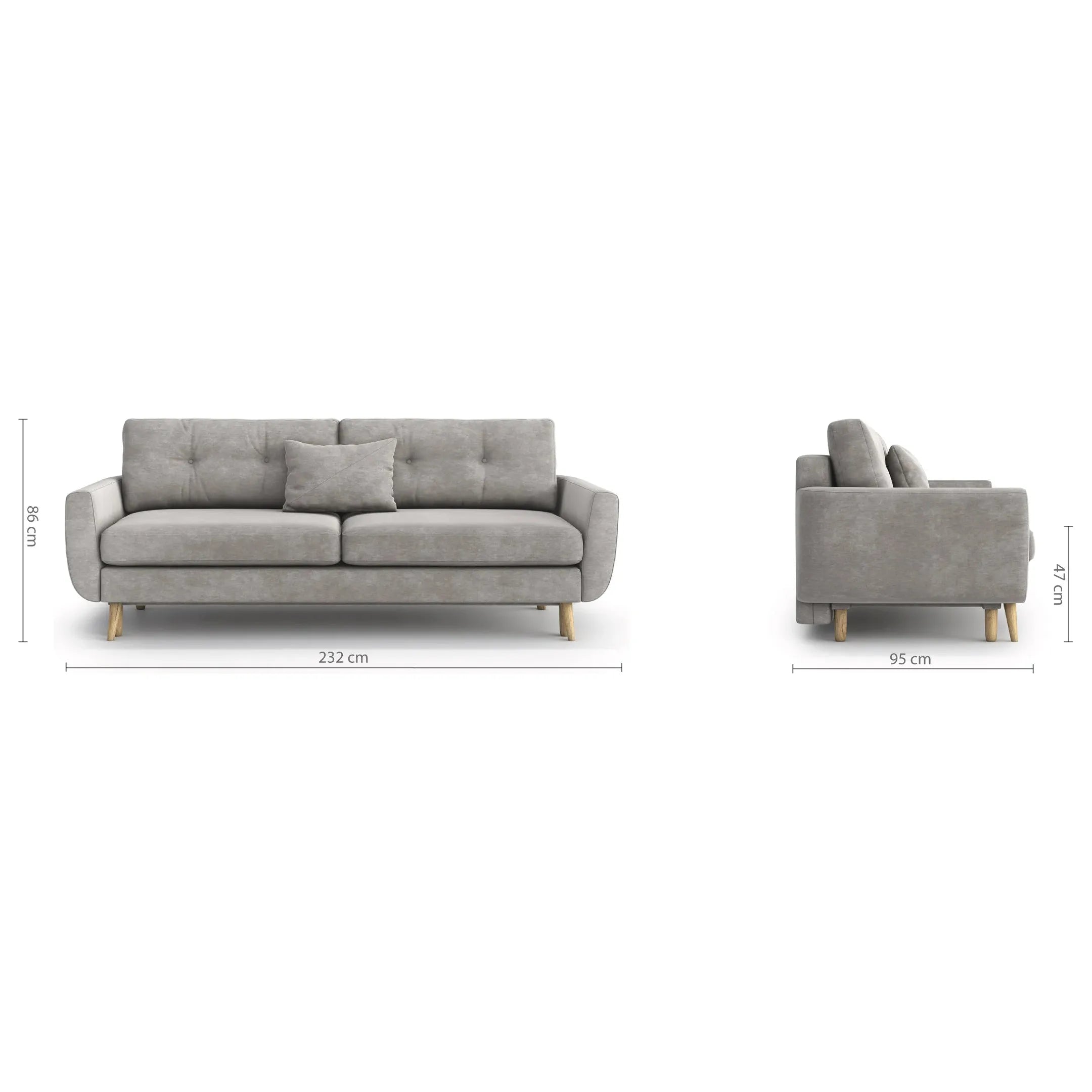 HARRIS 3 vietų sofa lova, pilka spalva