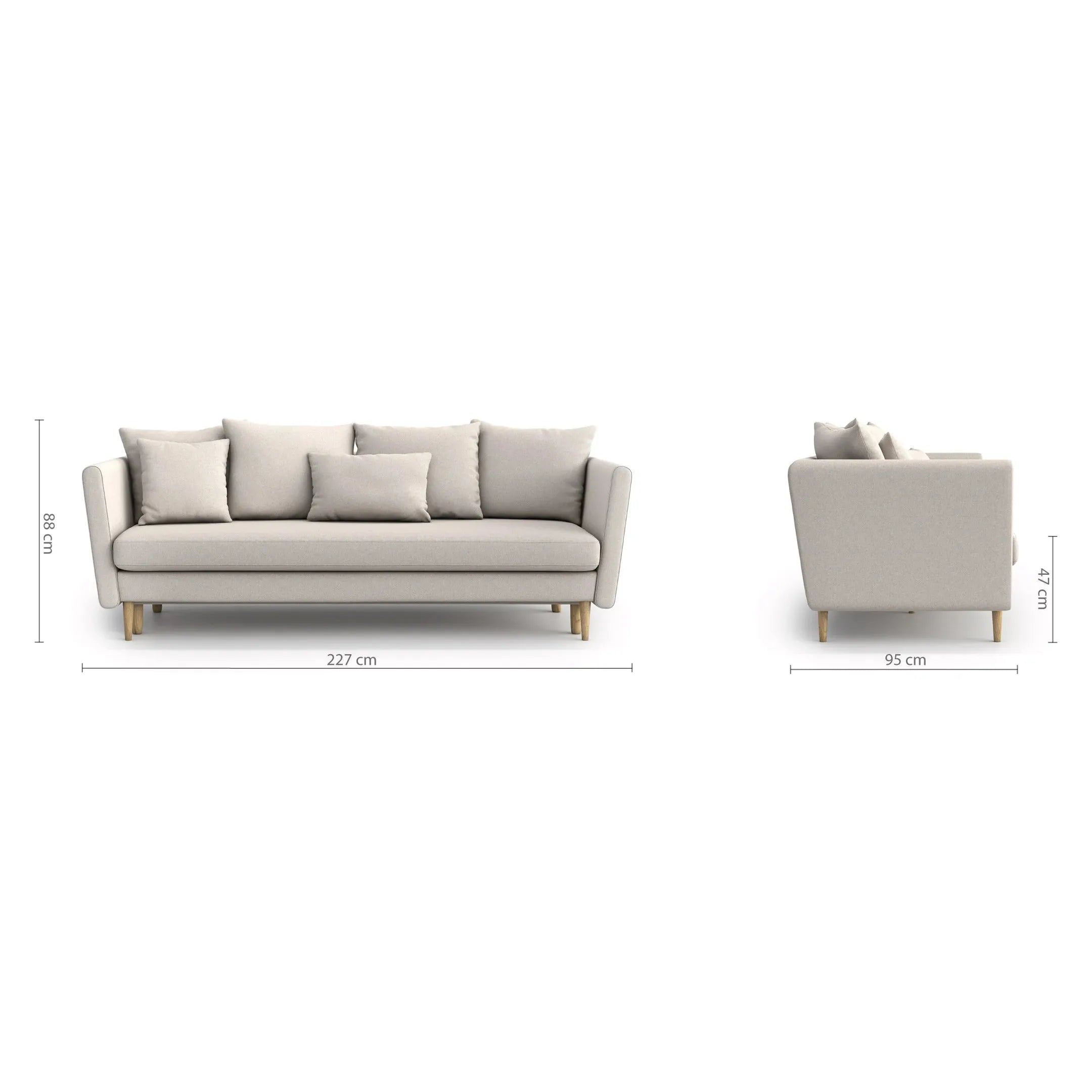 JOLEEN 3 vietų sofa lova, tamsiai pilka spalva