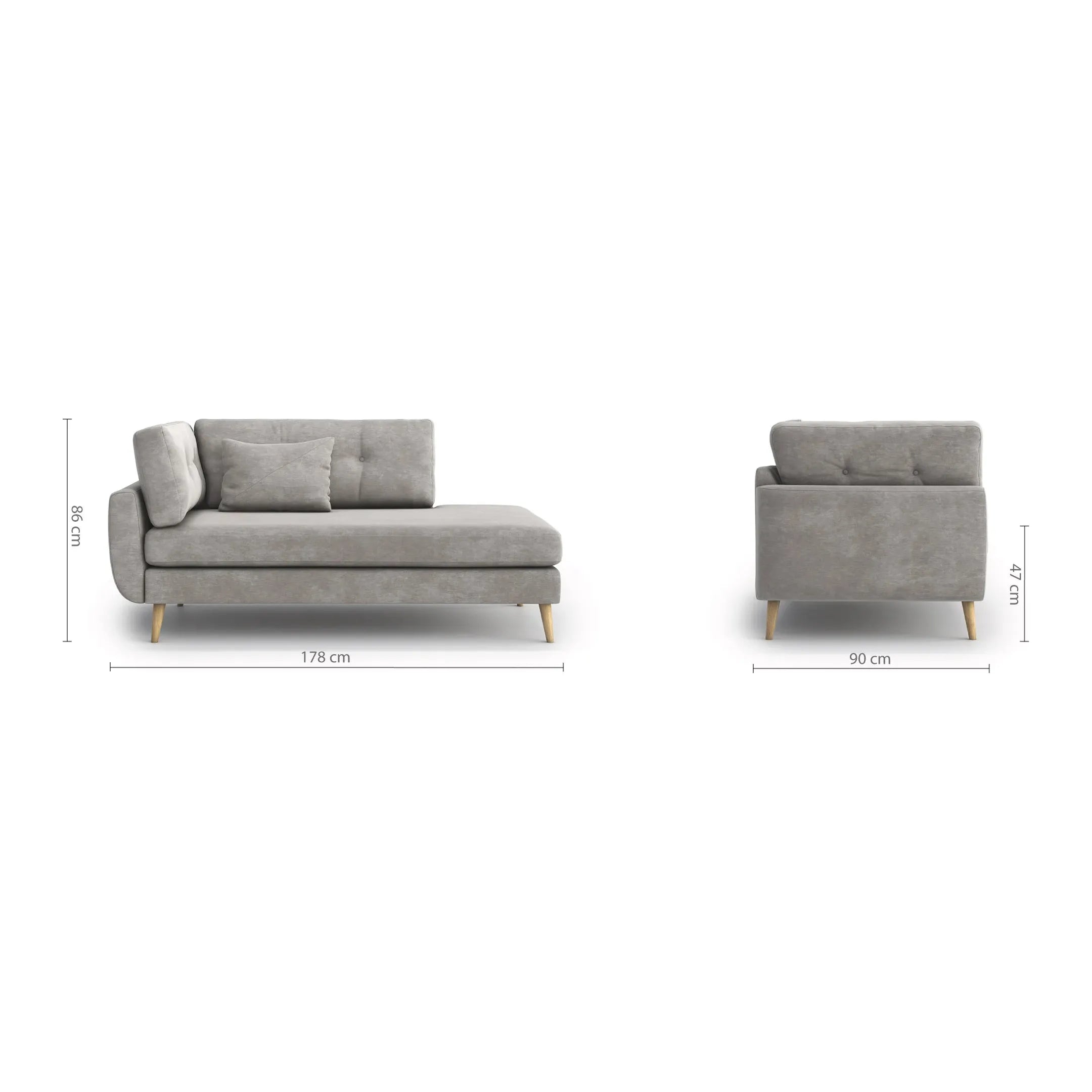 HARRIS 2 vietų sofa, kairė pusė, kreminė spalva