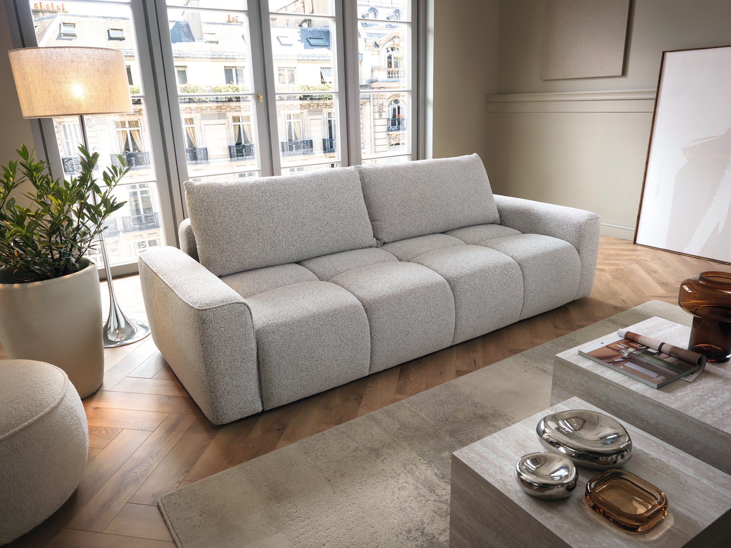 Kampinė sofa-lova BALIS, pilka