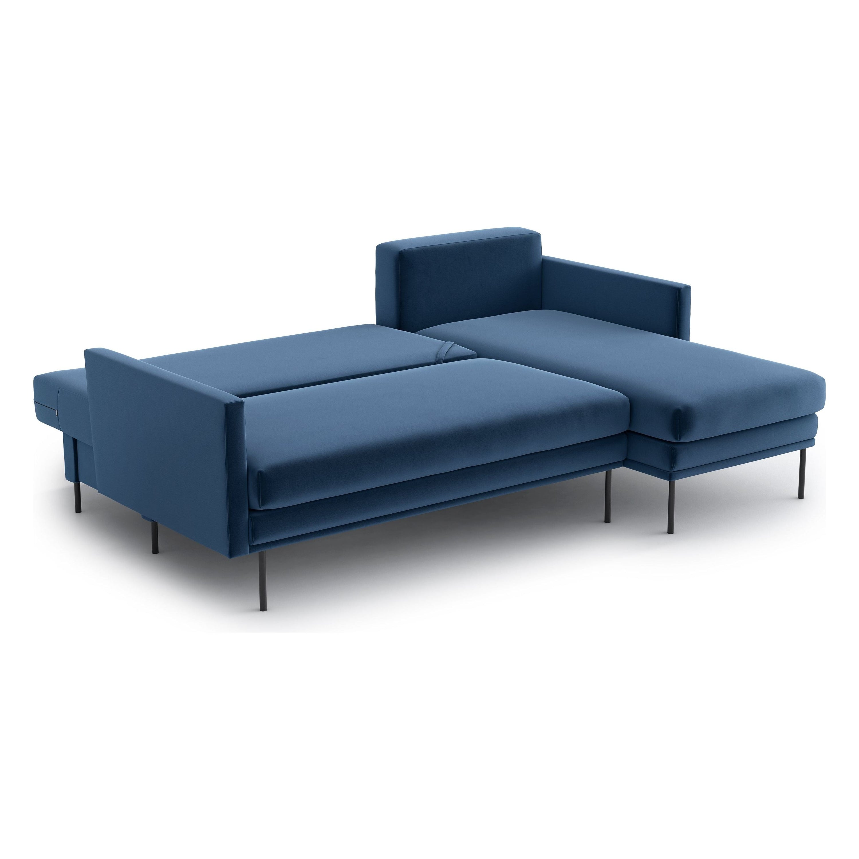 BLUES kampinė sofa lova, mėlyna spalva, universali kampo pusė