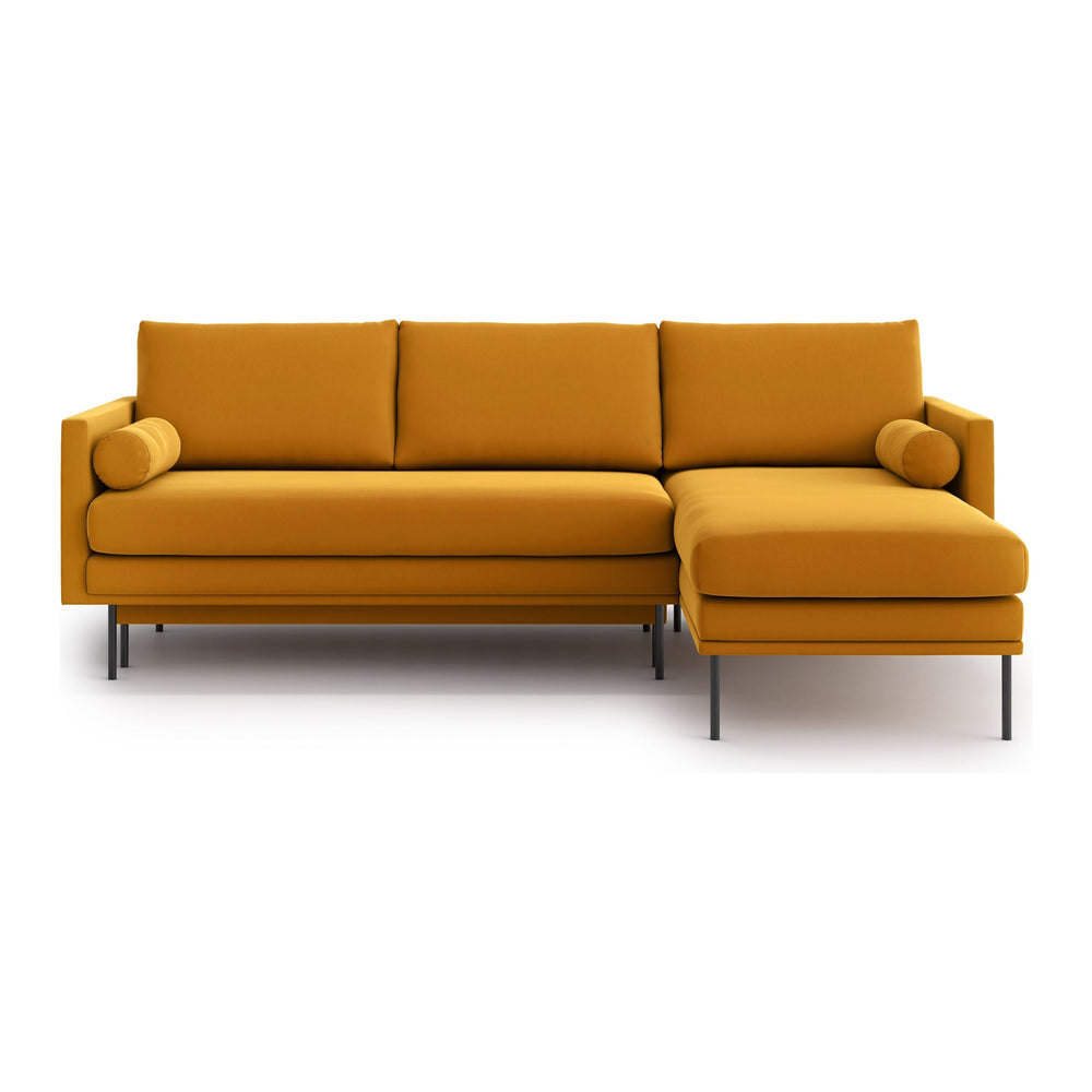BLUES kampinė sofa lova, oranžinė spalva, universali kampo pusė