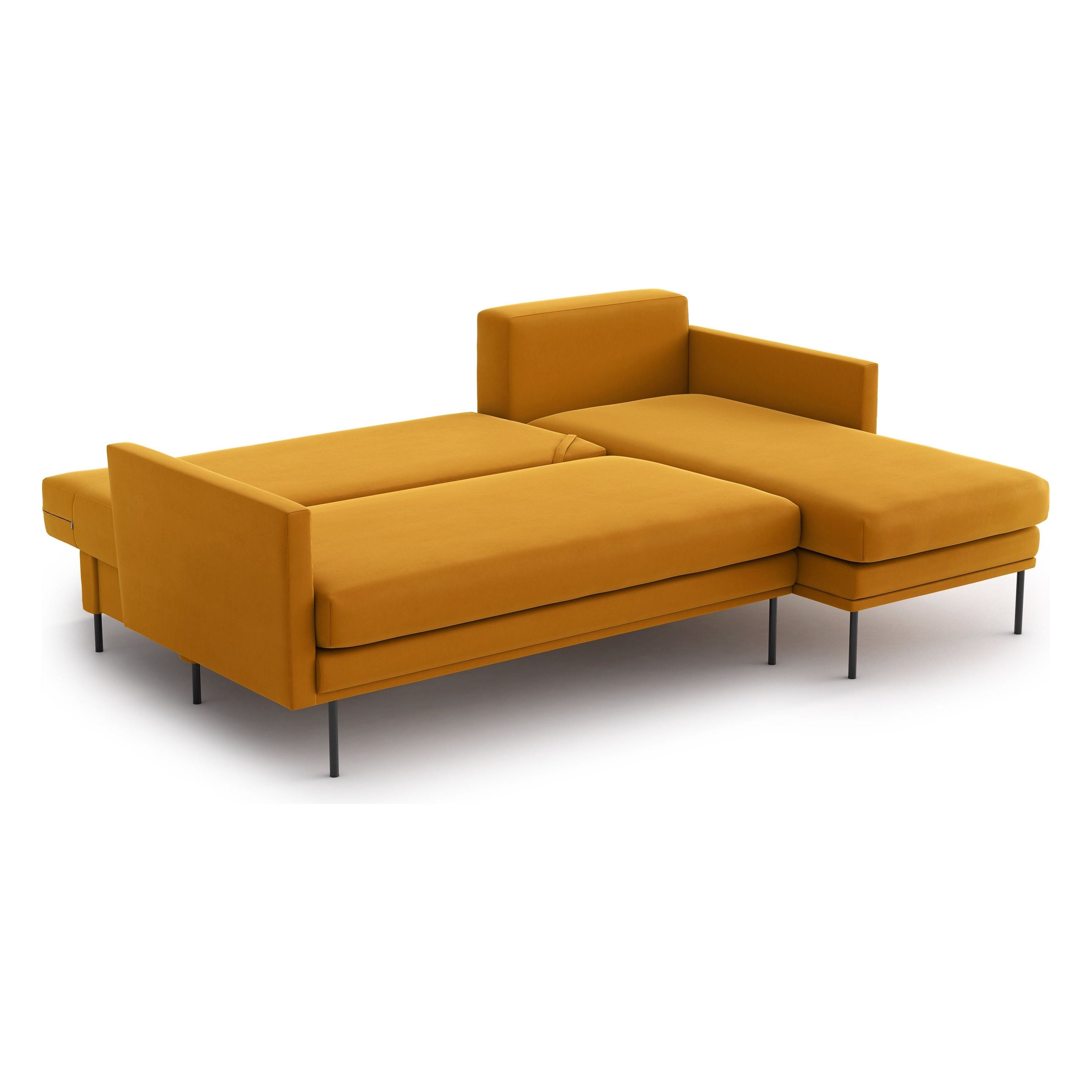 BLUES kampinė sofa lova, oranžinė spalva, universali kampo pusė