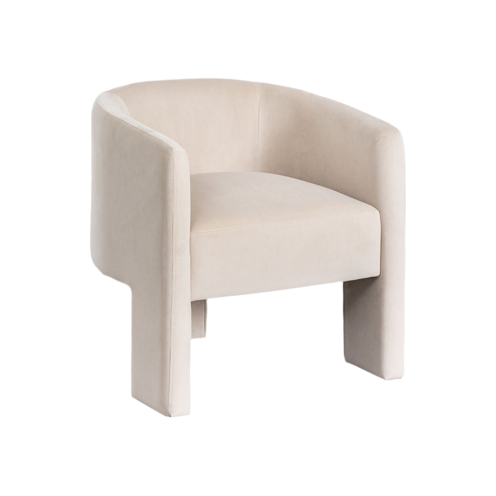 Aksominis fotelis KASTIA, natūralus