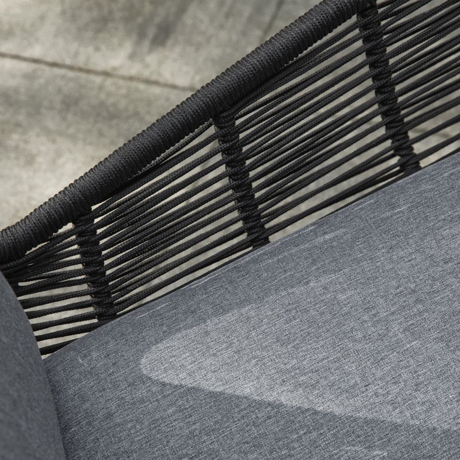 Lauko lounge kėdė GRACE, antracitas (plienas/virvė)