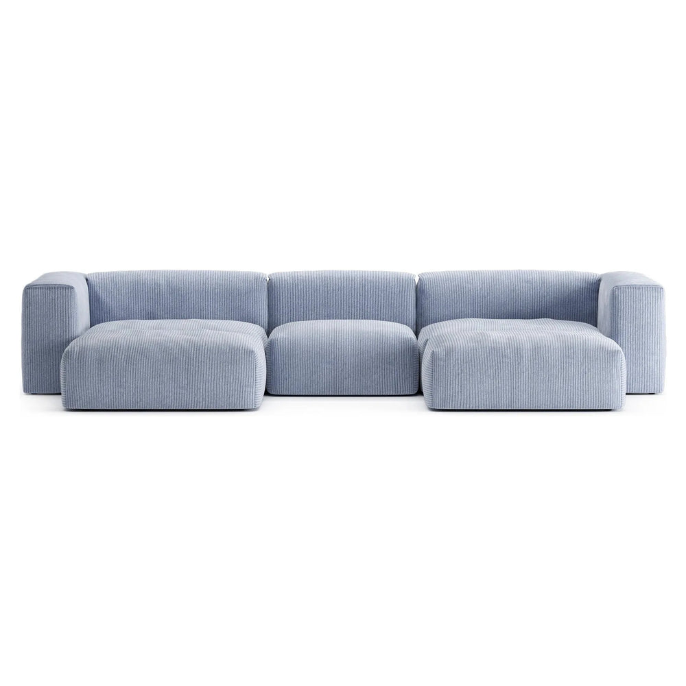 CLOUD U, U formos modulinė sofa, melsva spalva, velvetas