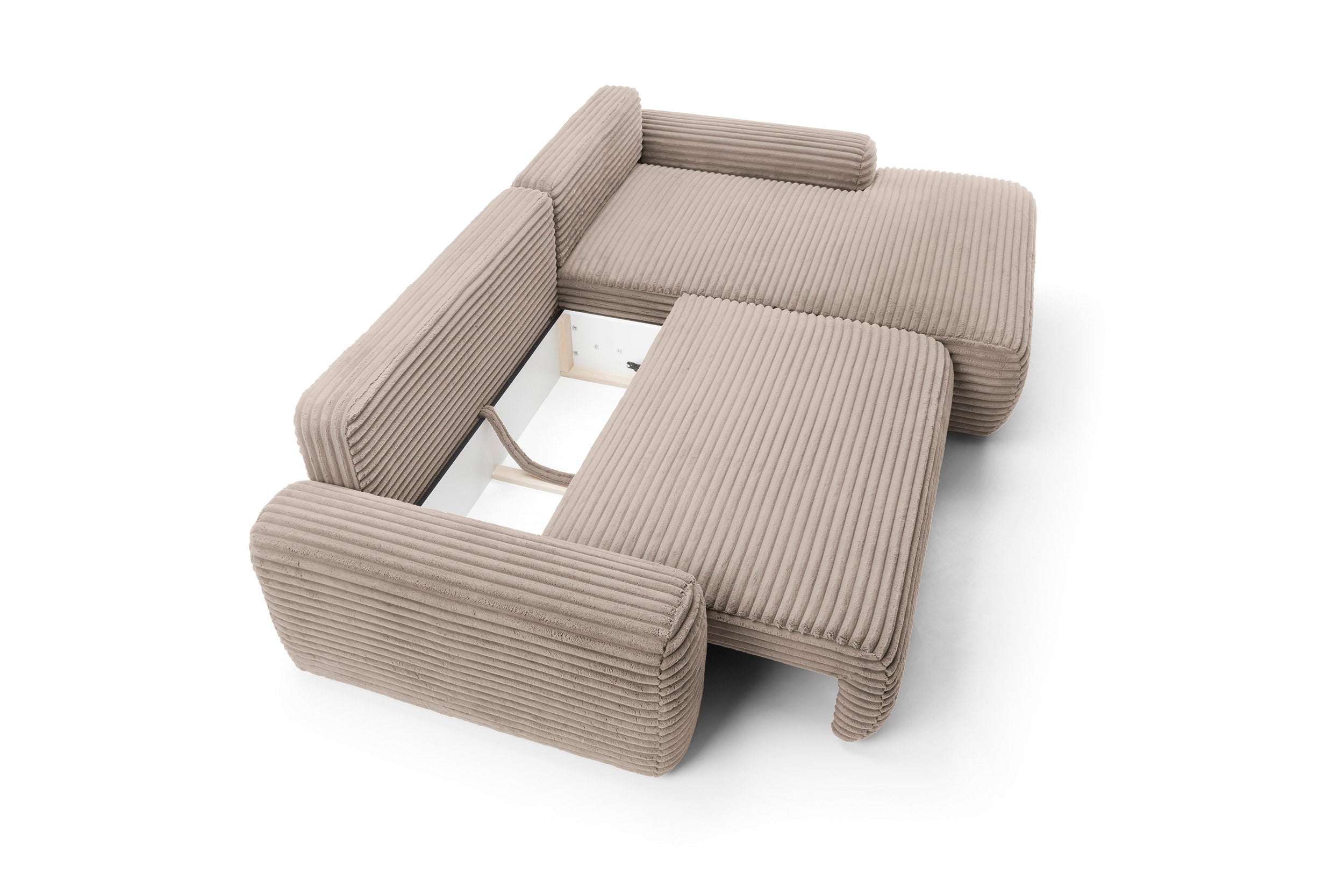 Kampinė sofa lova CODAK, rusvai pilka spalva