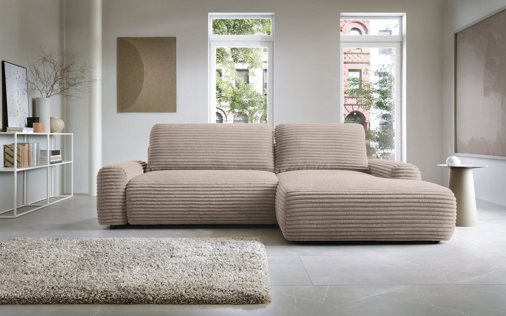 Kampinė sofa lova CODAK, rusvai pilka spalva