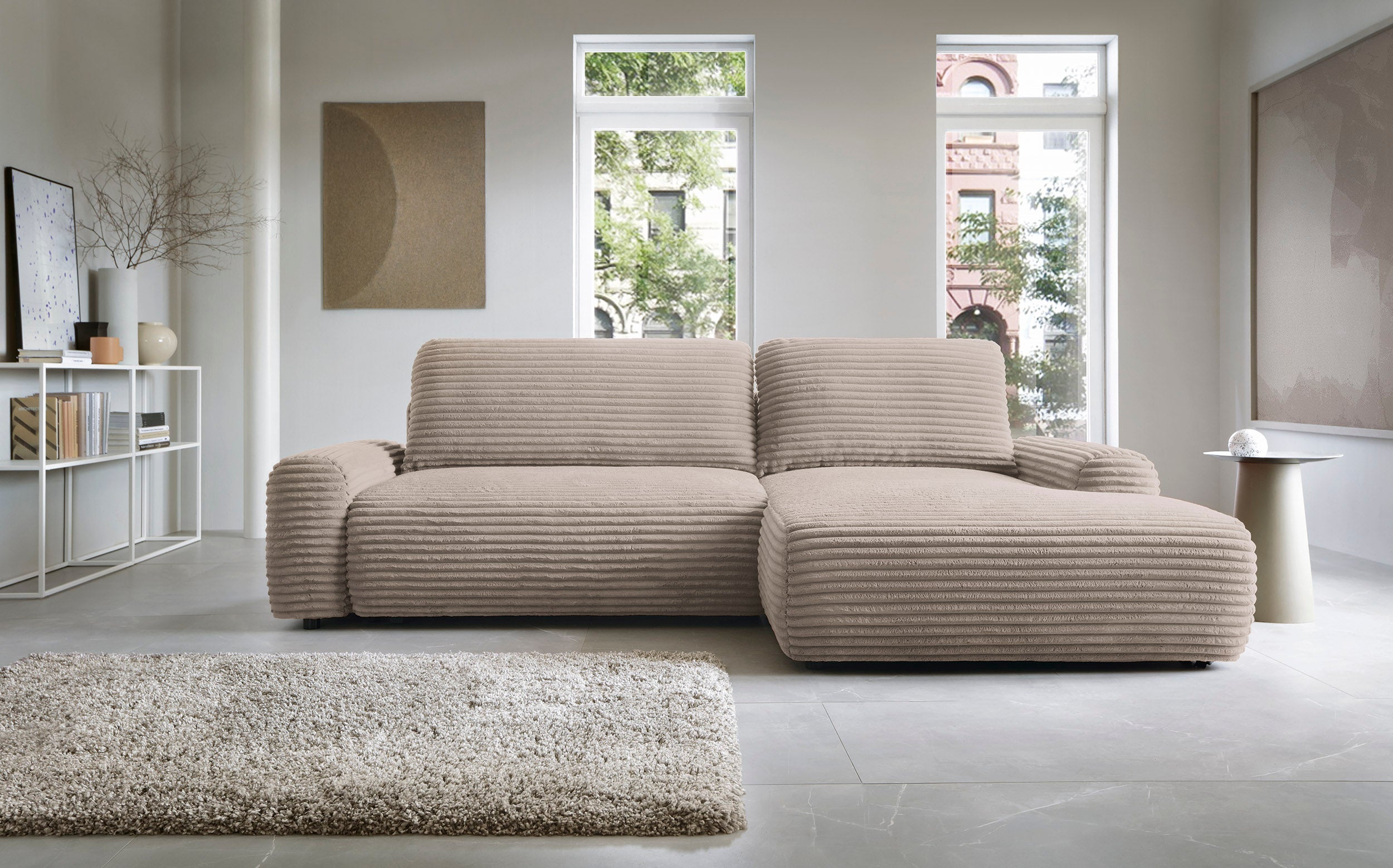 Kampinė sofa lova CODAK, rusvai pilka spalva