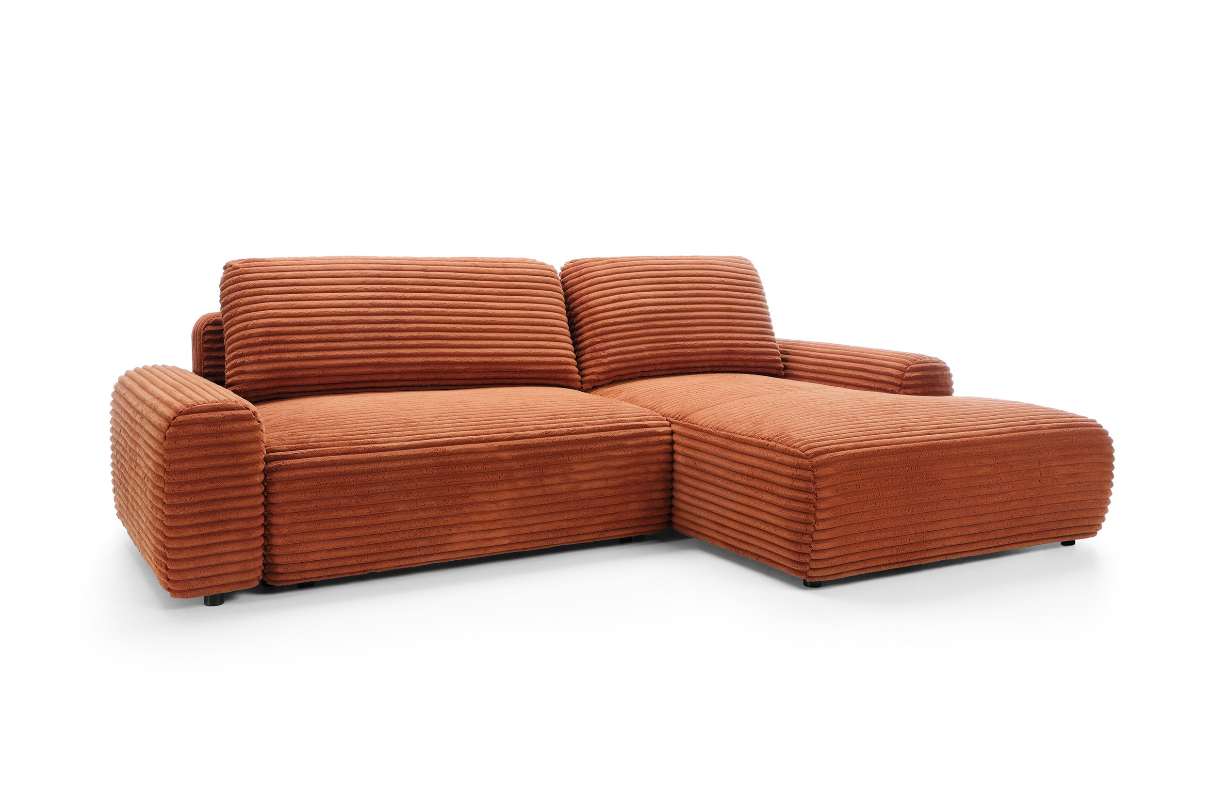 Kampinė sofa lova CODAK, terakotos spalva
