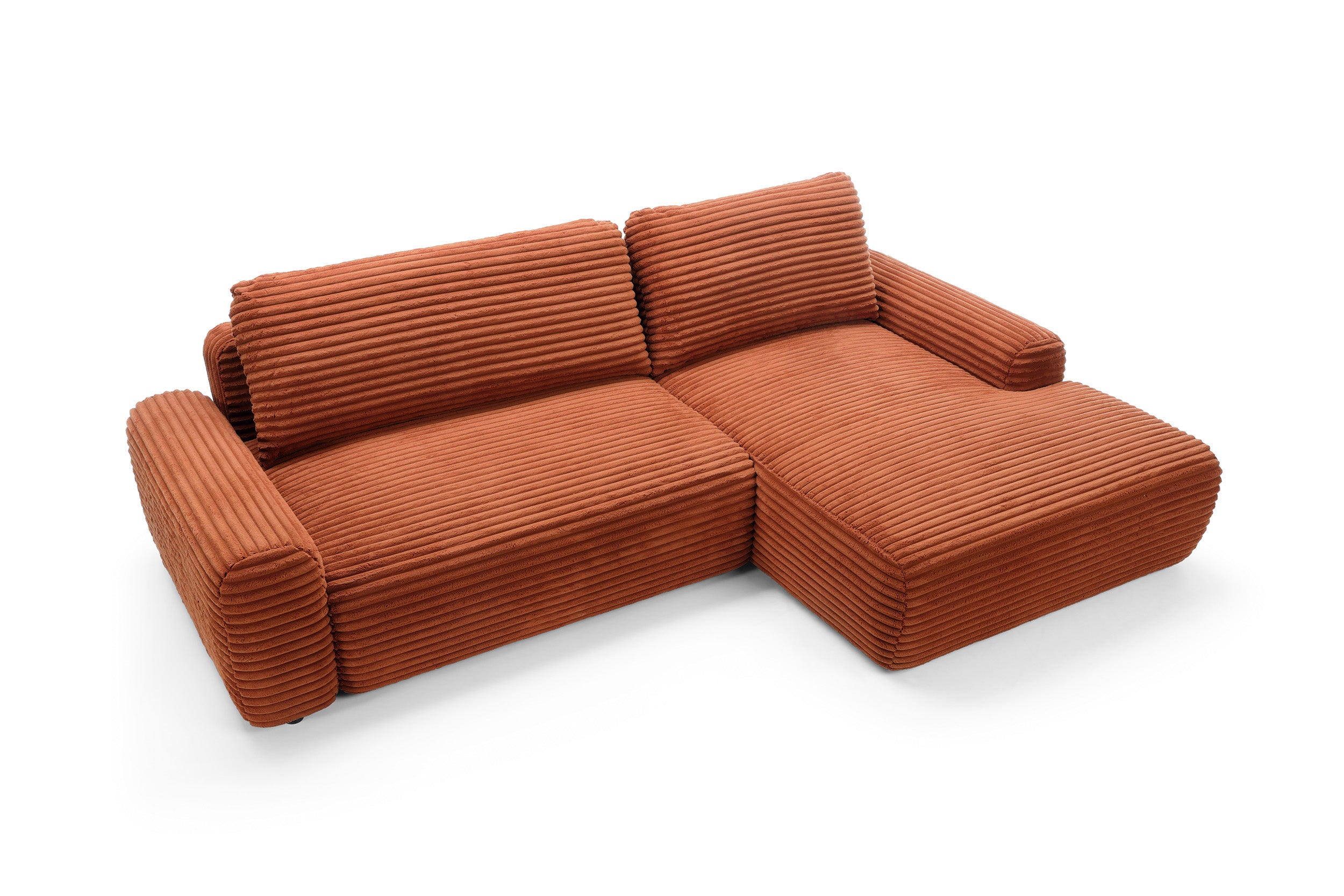 Kampinė sofa lova CODAK, terakotos spalva
