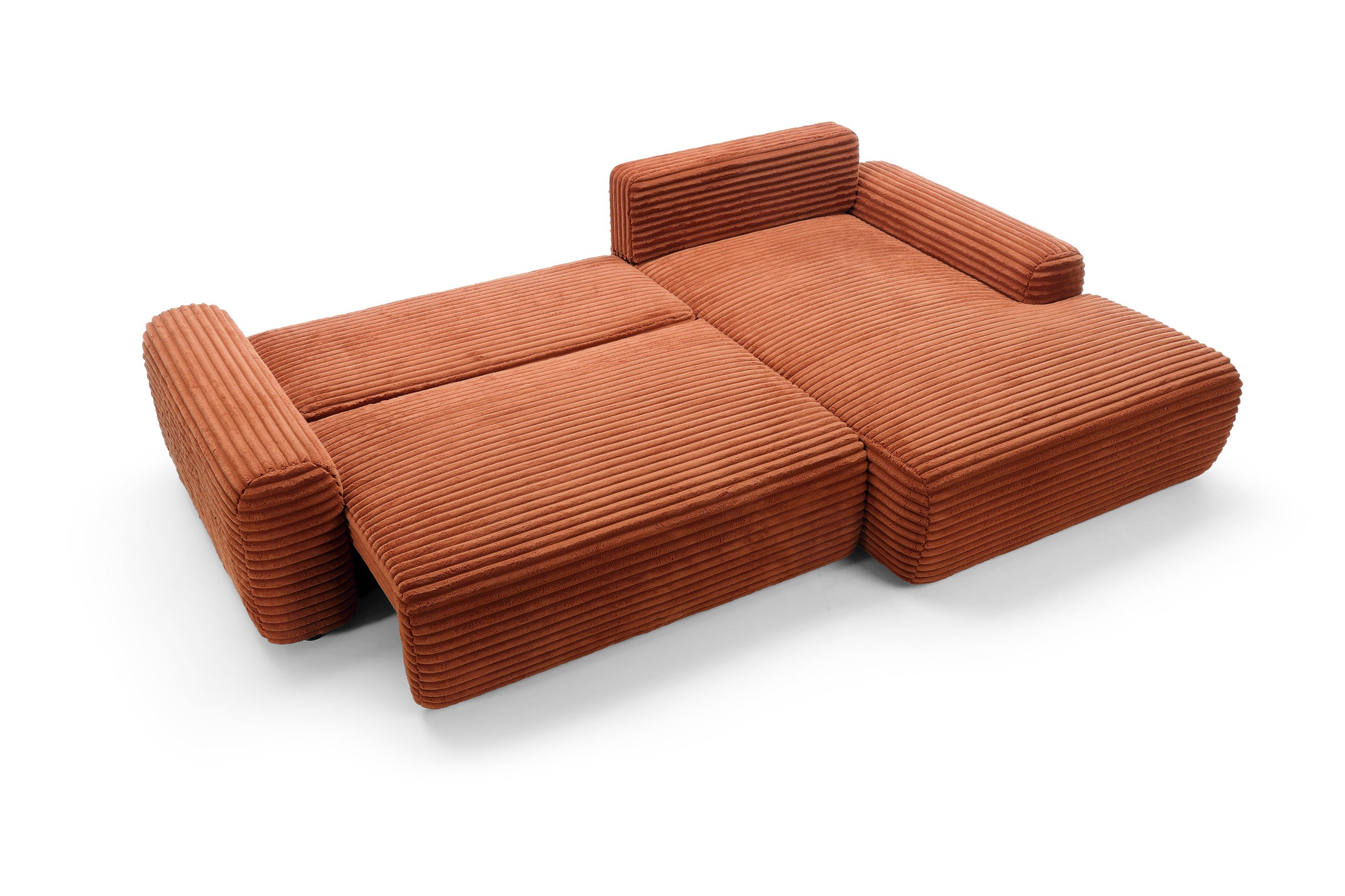 Kampinė sofa lova CODAK, terakotos spalva