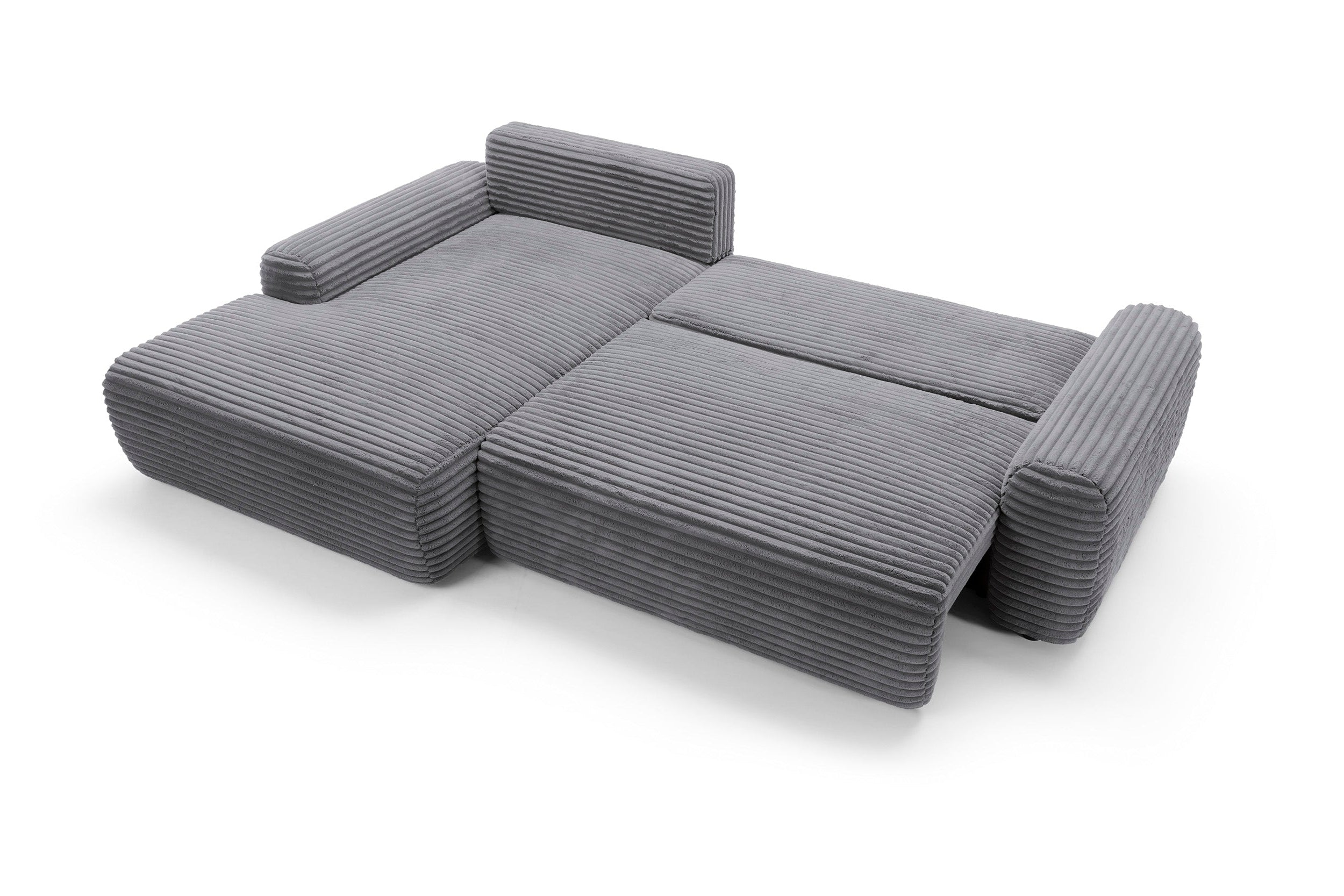Kampinė sofa lova CODAK, kairė, antracito spalva