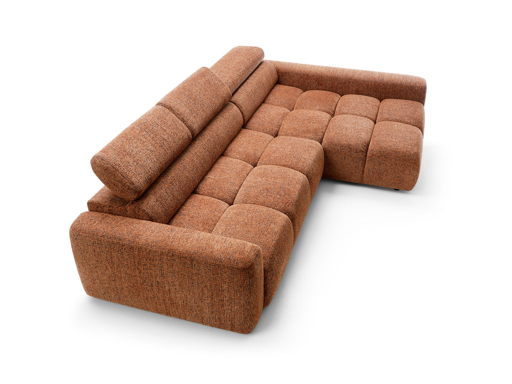 Corner sofa bed KATE large, terracotta color