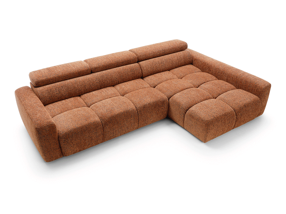 Corner sofa bed KATE large, terracotta color