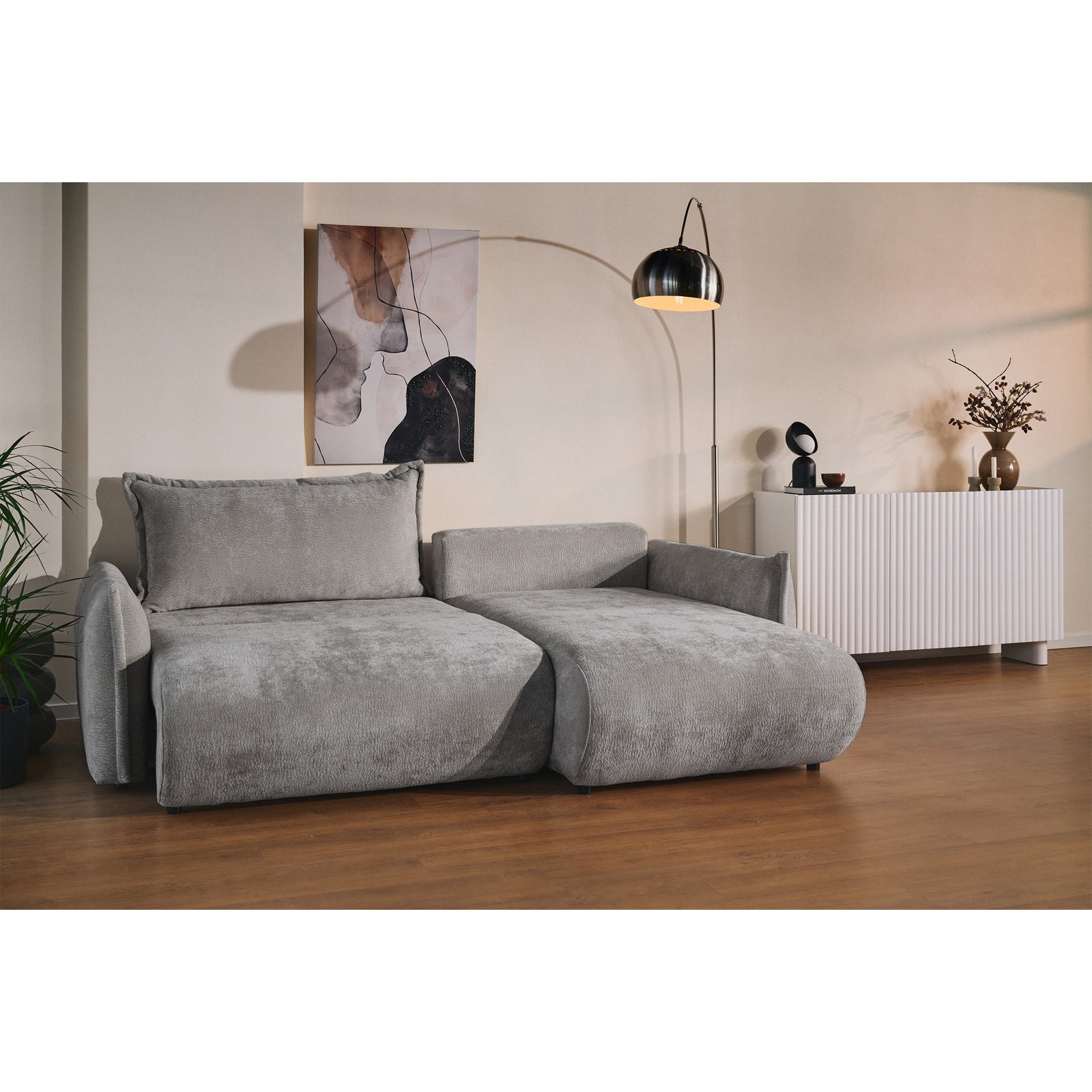 Kampinė sofa-lova CUSHI, pilka, dešinė