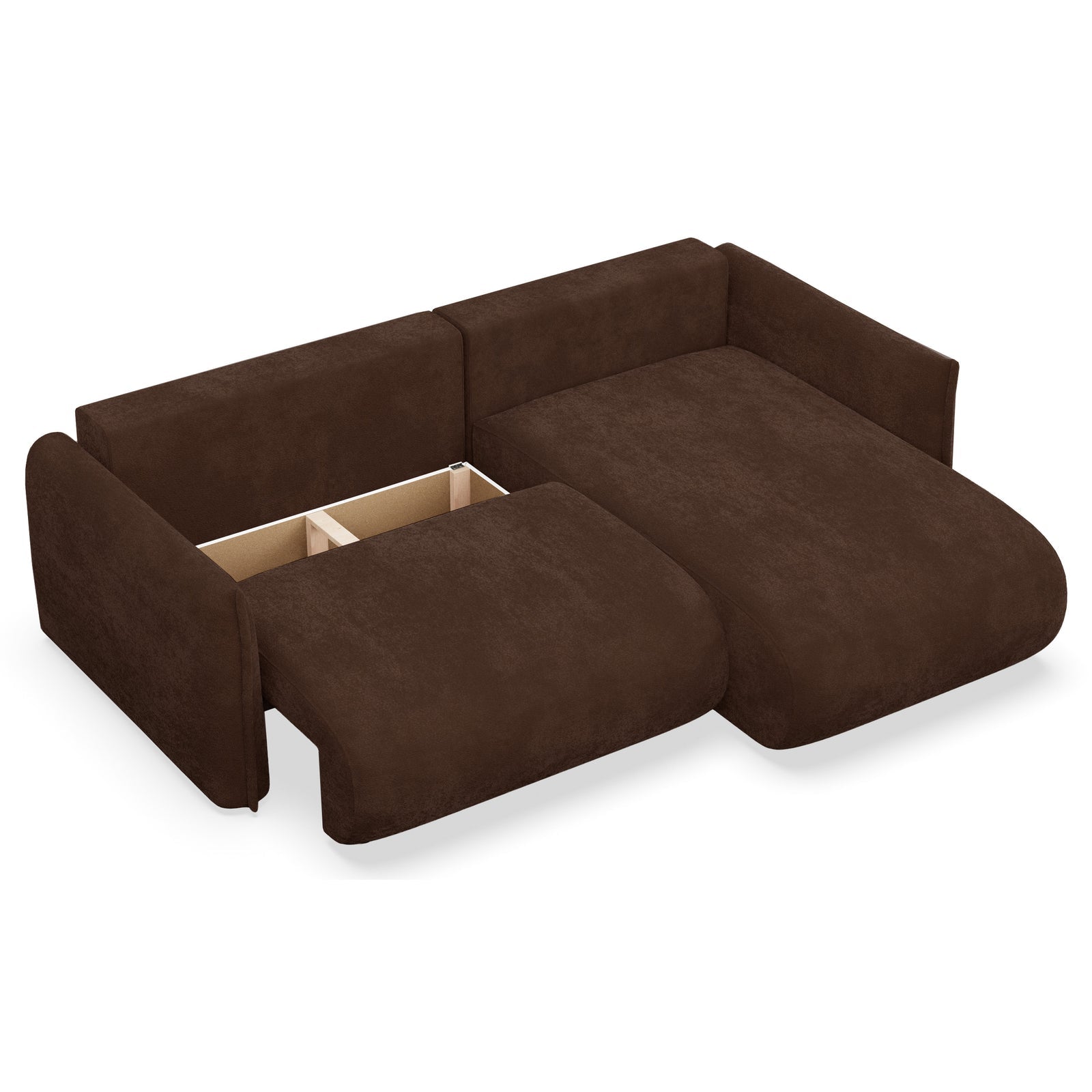 Kampinė sofa-lova CUSHI, ruda, dešinė