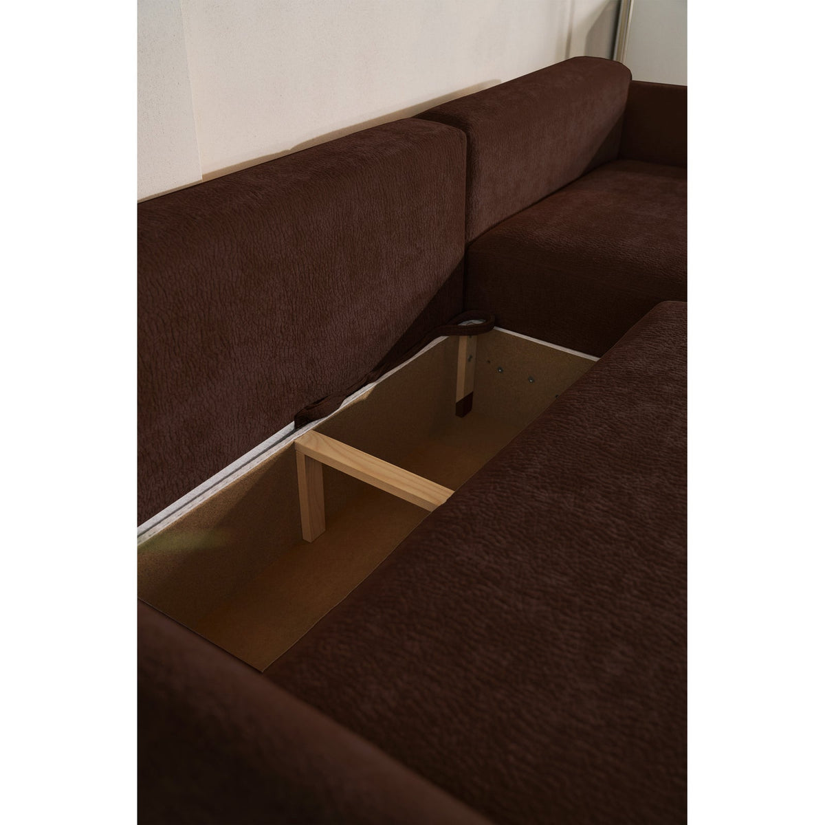 Kampinė sofa-lova CUSHI, ruda, dešinė